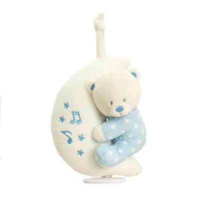 Keel Toys Soft Plush Musical Bear on Moon Blue
