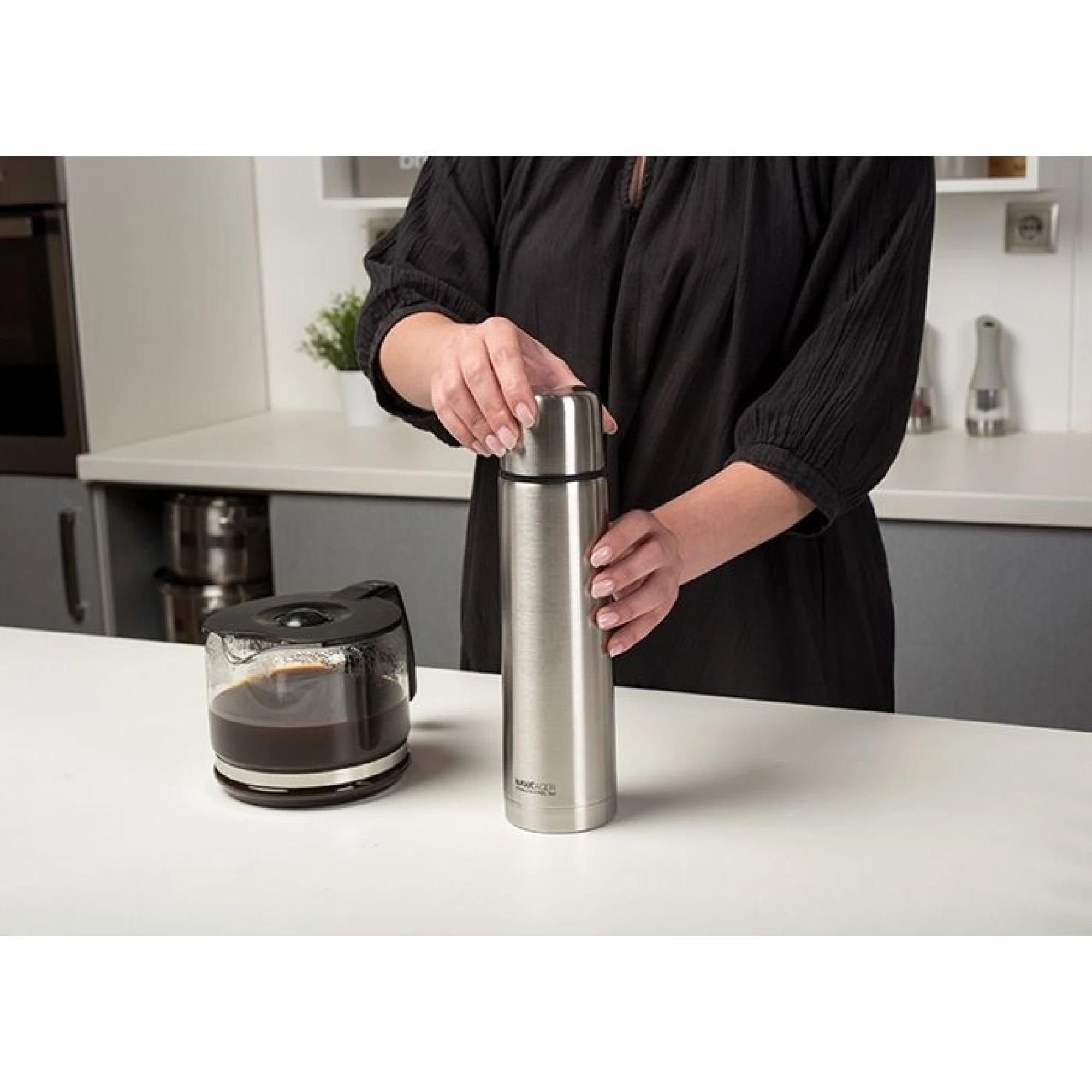 Nava Stainless steel vacuum flask "Acer" with stopper and cover-cup 1000ml