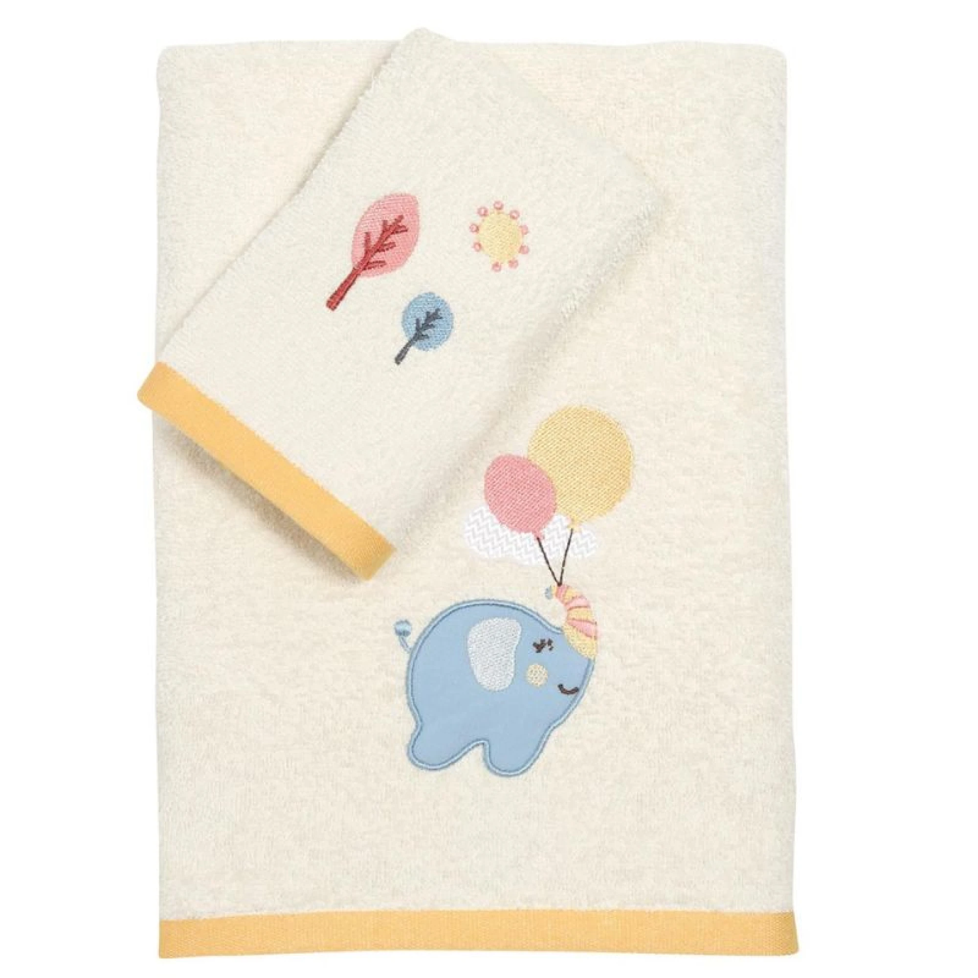 Das Baby Set of 2 embroidered towels Elephant