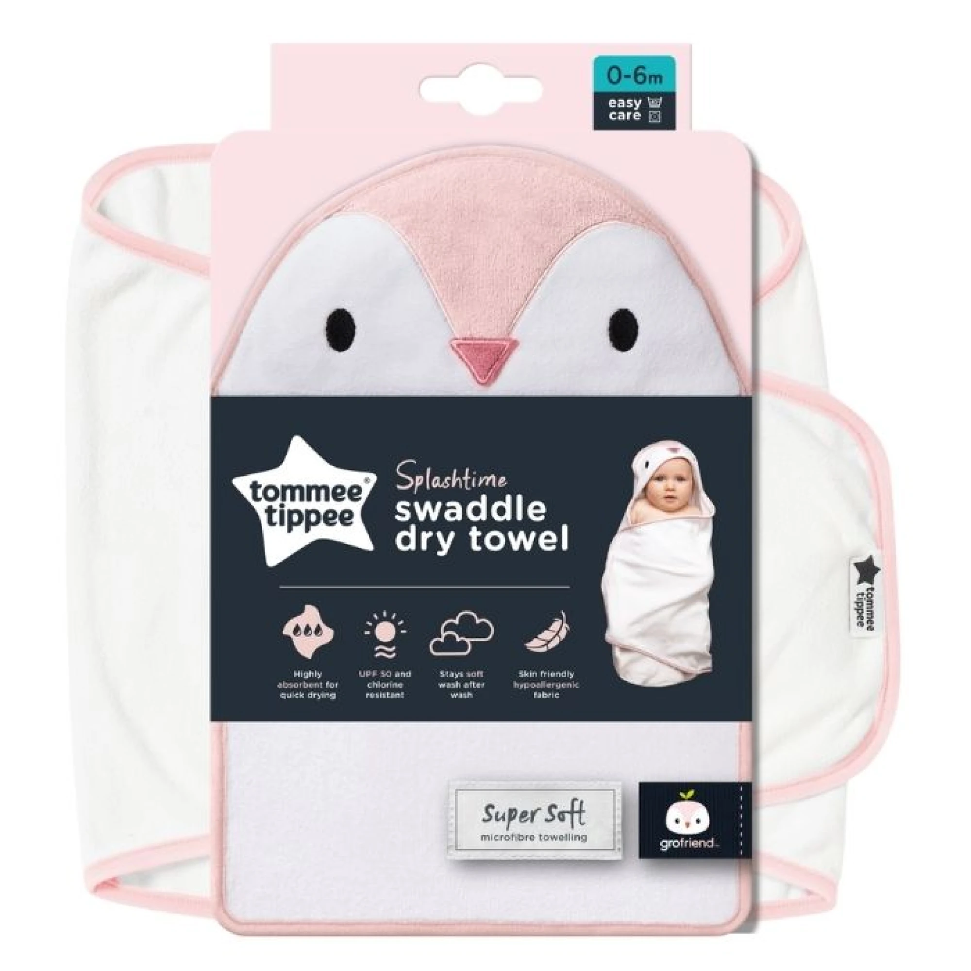 Penny the Penguin Swaddle Dry Towel (0-6 months)