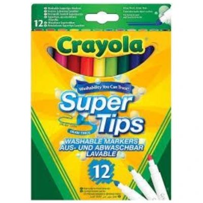 Crayola SuperTips Washable Felt Tip Colouring Pens, Pack of 12