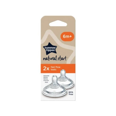 Tommee Tippee Closer to Nature Teats 6m+ Fast Flow 2pk