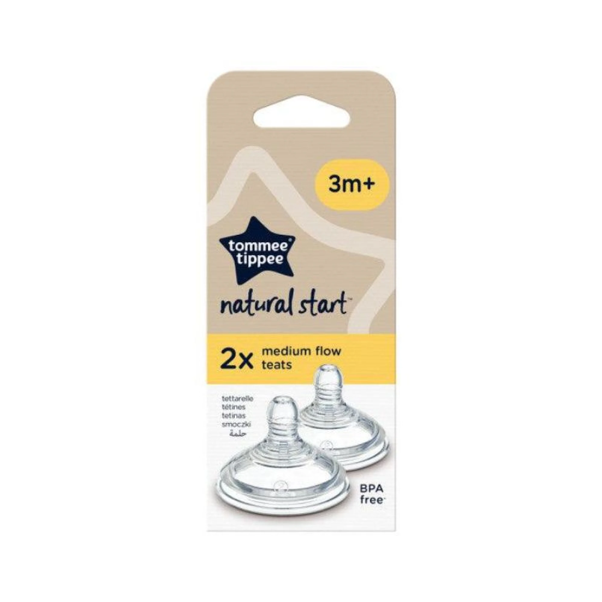 Tommee Tippee Closer to Nature Teats 3m+ Medium Flow 2pk
