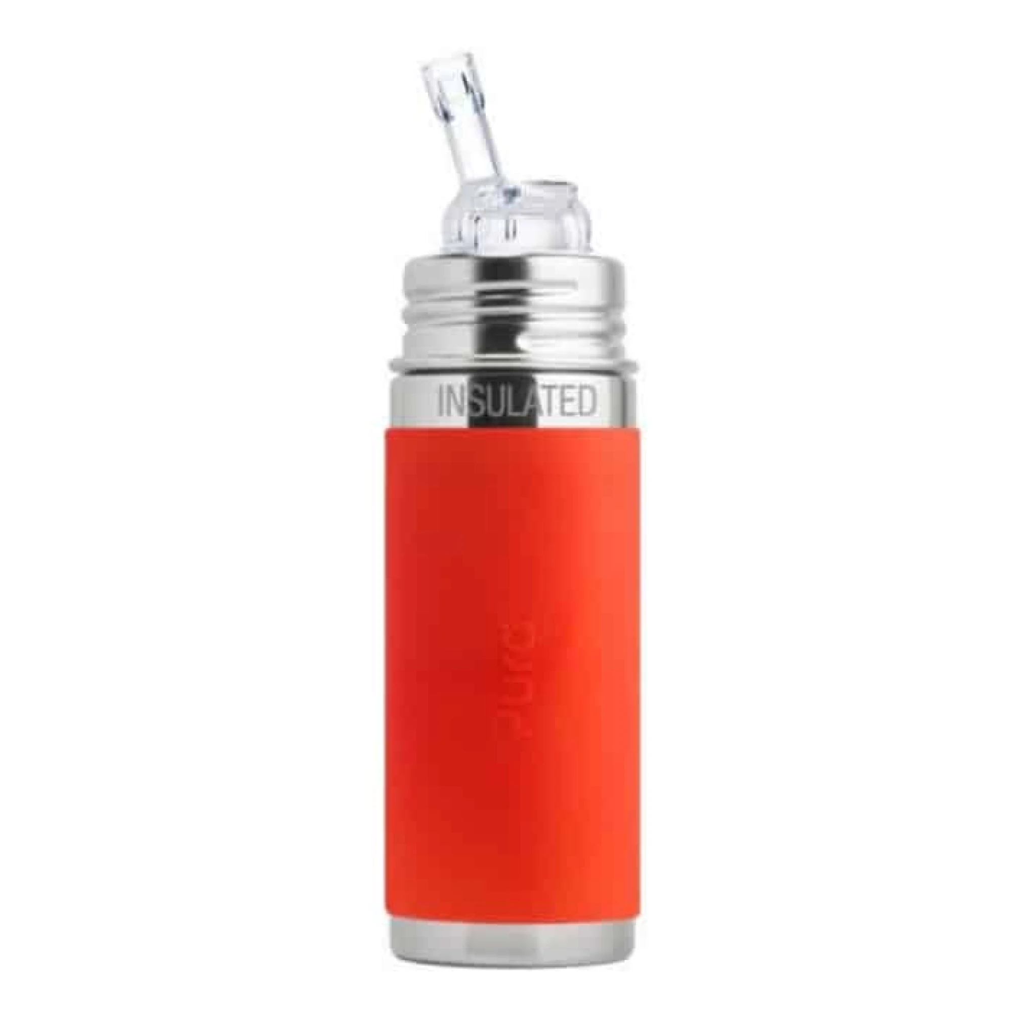 Pura Kiki® 9oz Insulated Bottle (Straw / Orange Sleeve)