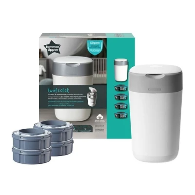 Tommee Tippee Twist &amp; Click  Nappy Disposal System +4 refill cassettes