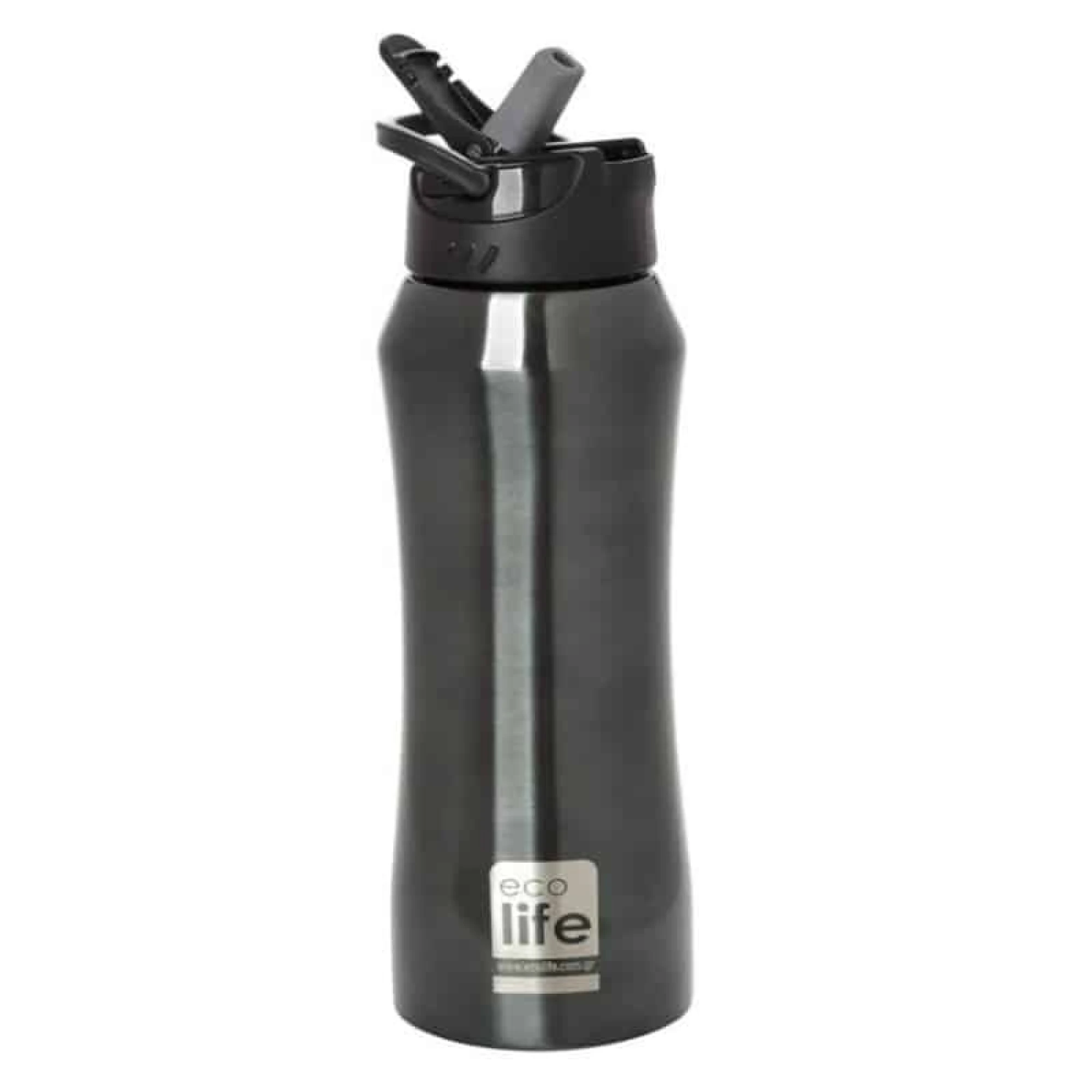 Eco Life Black Thermos 550ml  With inner straw
