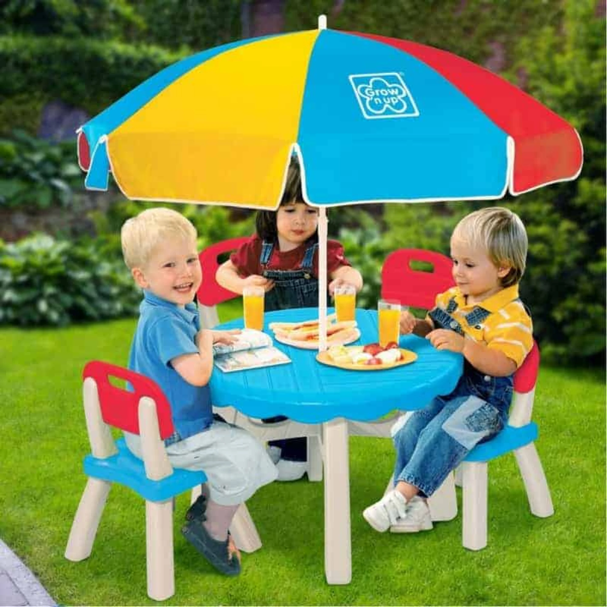 Patio Set with 4 Chairs and Umbrella