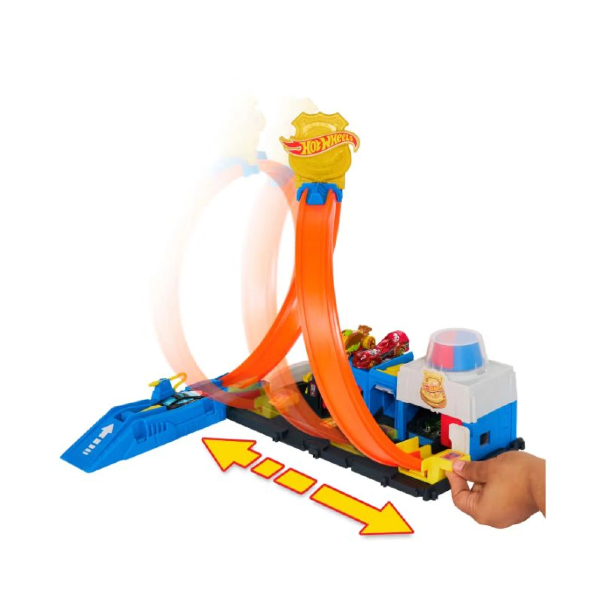 Hot Wheels City Super Police Station Playset With 1:64 Scale Police Toy Car &amp; Adjustable Track Loop