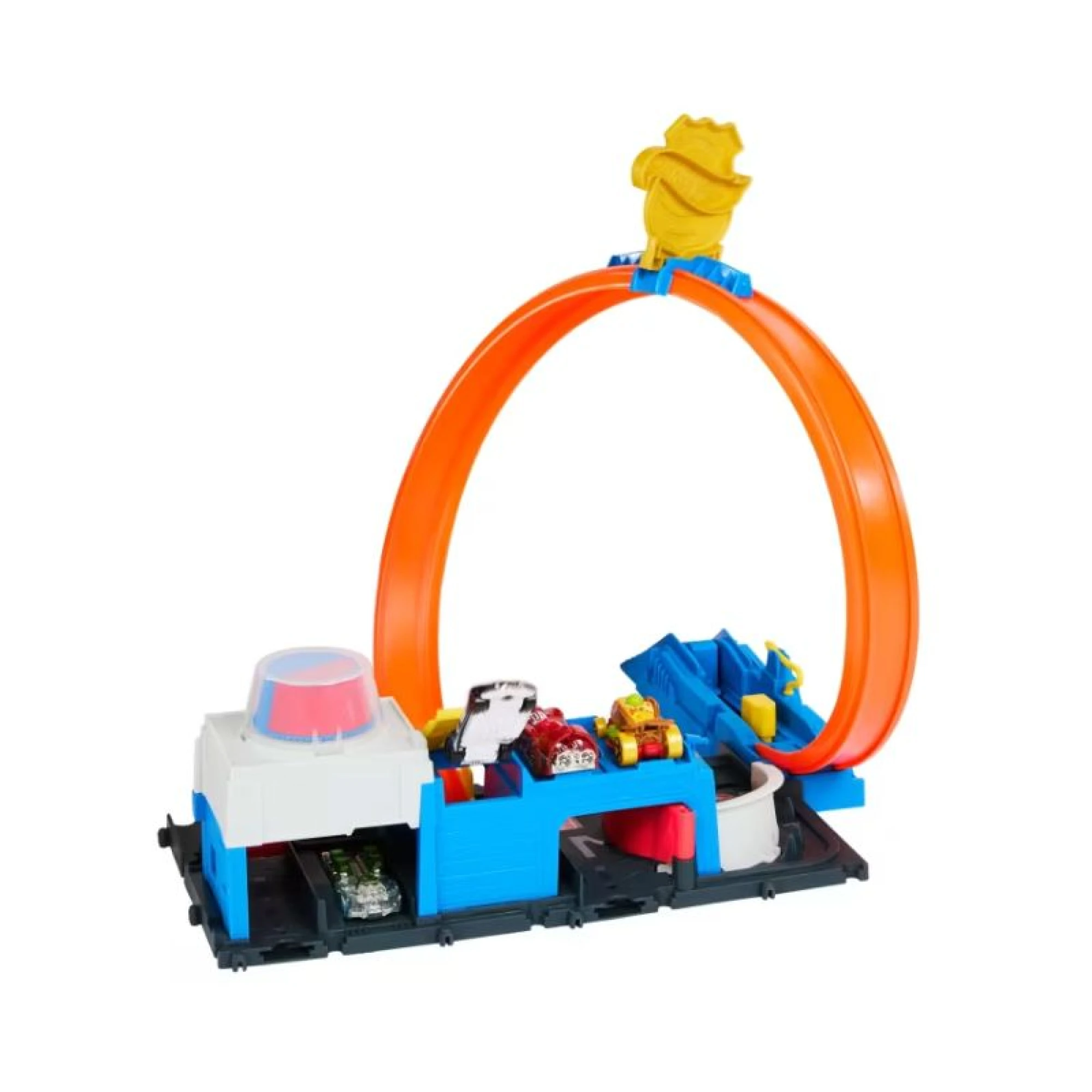 Hot Wheels City Super Police Station Playset With 1:64 Scale Police Toy Car &amp; Adjustable Track Loop