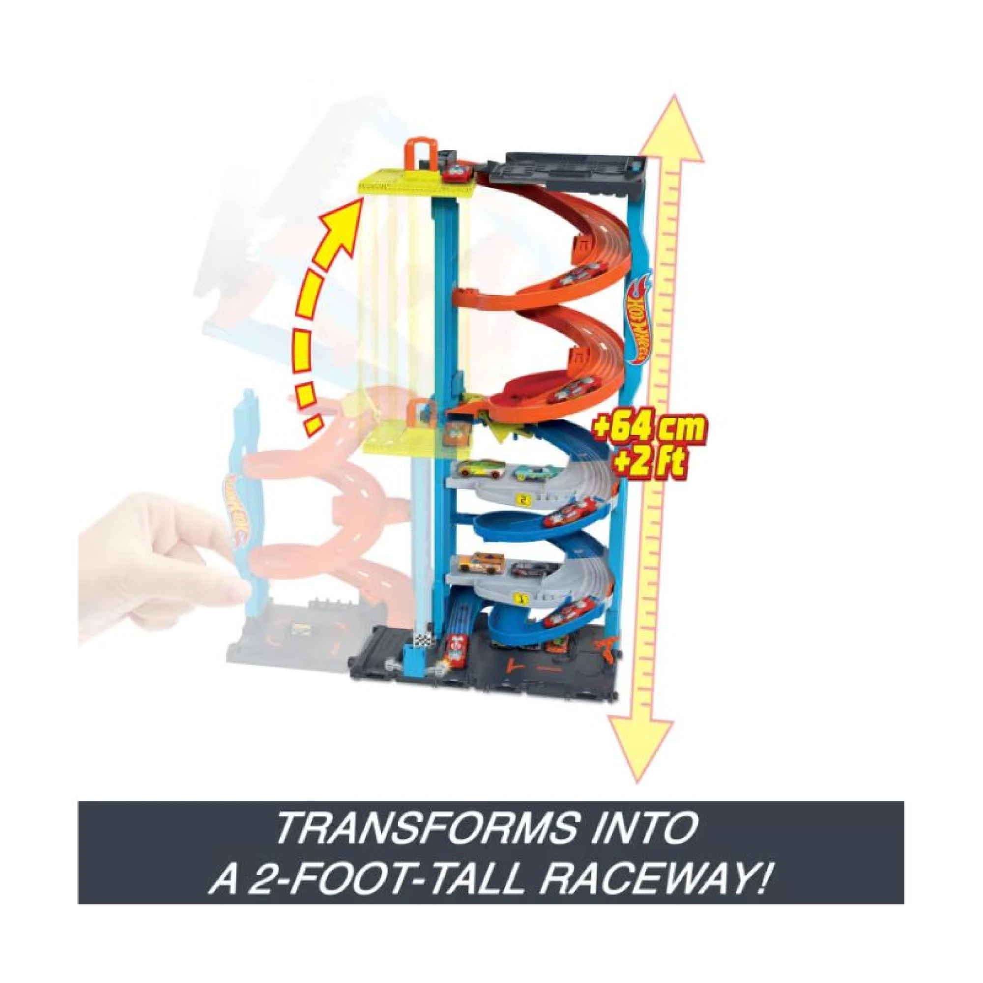 Hot Wheels City Transforming Race Tower Playset, Track Set With 1 Toy Car