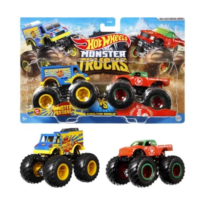 Hot Wheels Monster Trucks Demolition Doubles, 2-Pack Of 1:64 Scale Toy Trucks