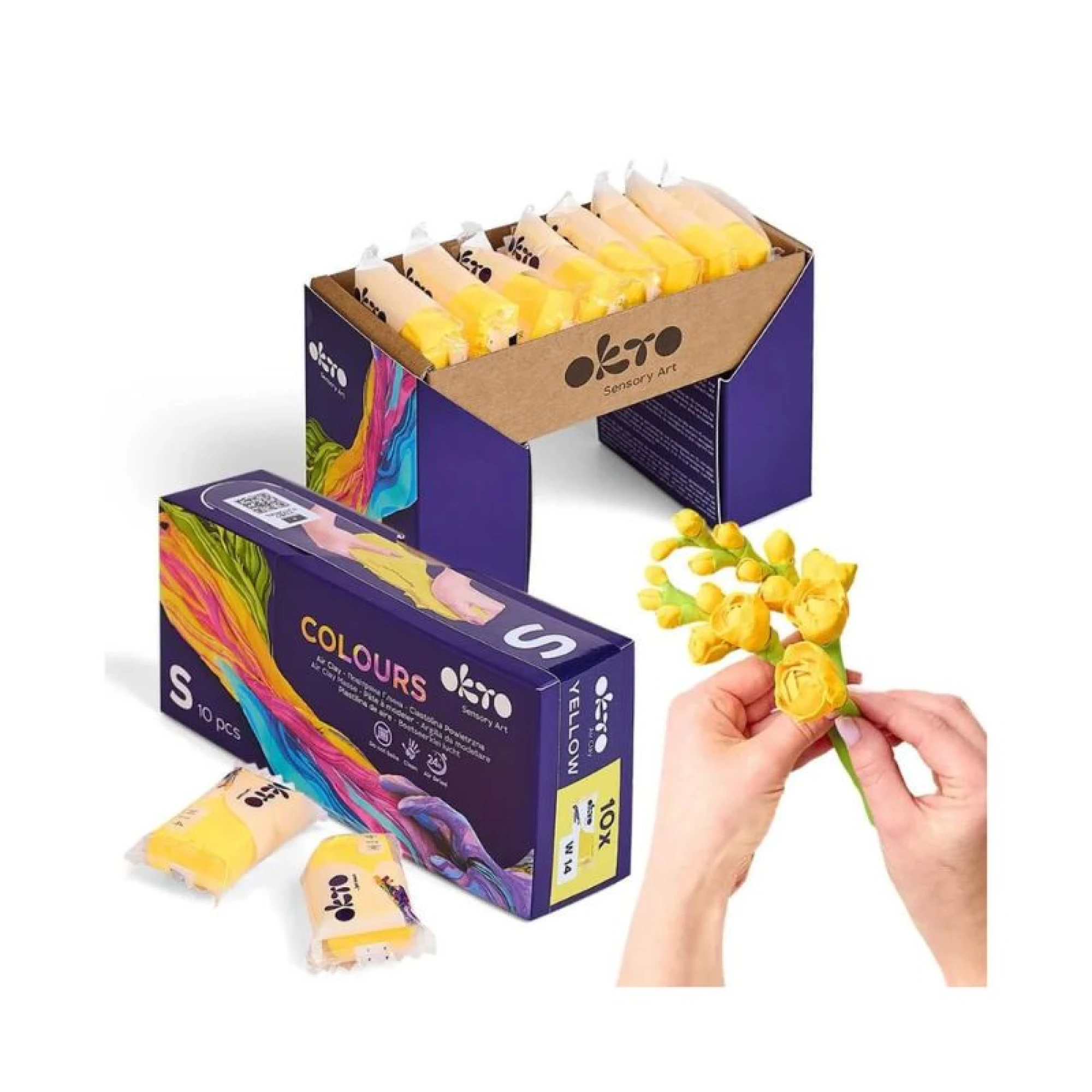 Okto 10pcs Sensory Art Air Clay Colours S - W14 Yellow
