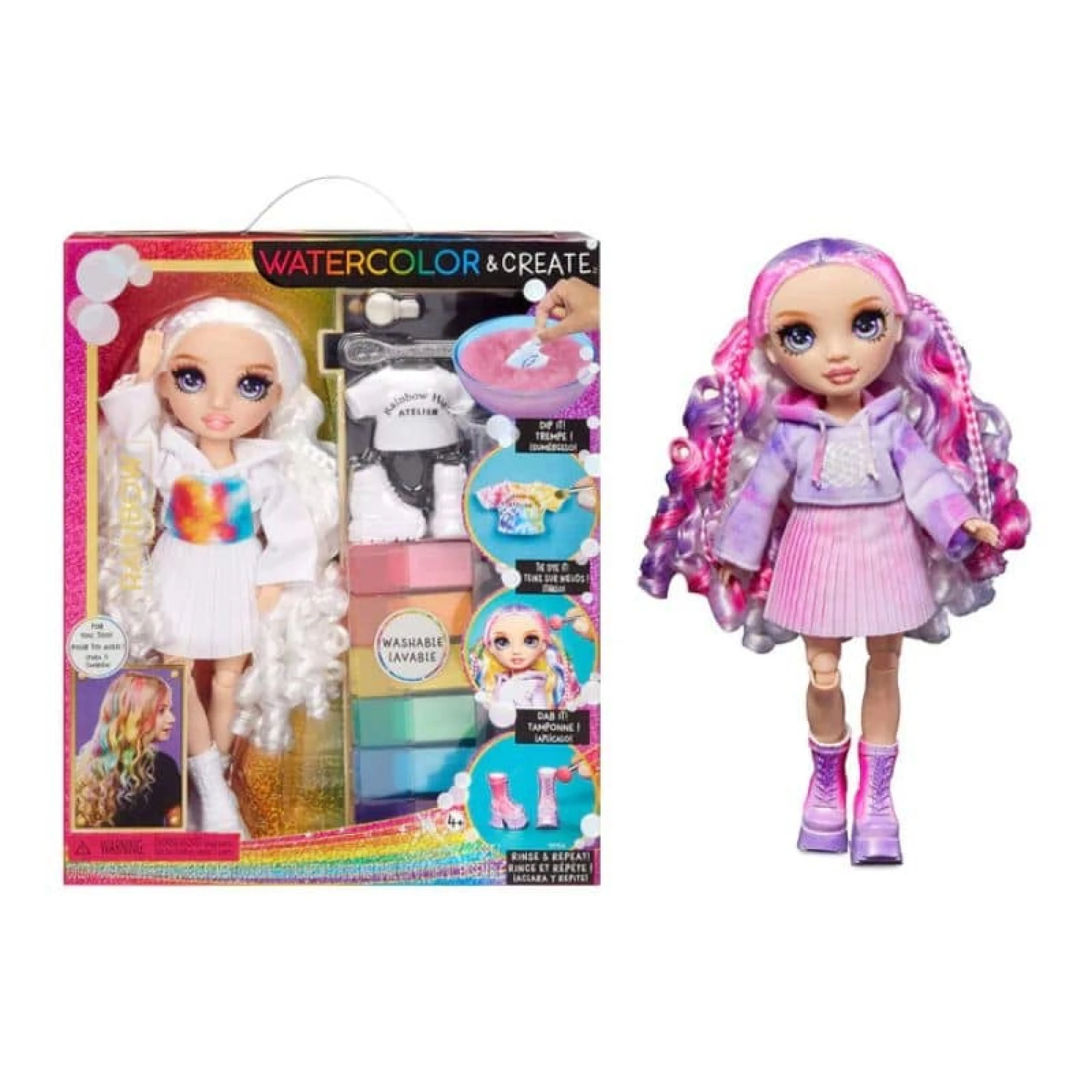 Rainbow High Watercolor And Create DIY Fashion Doll Purple Eyes