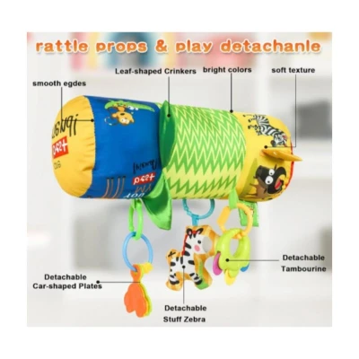 Lazarid baby roller pillow with toys Green
