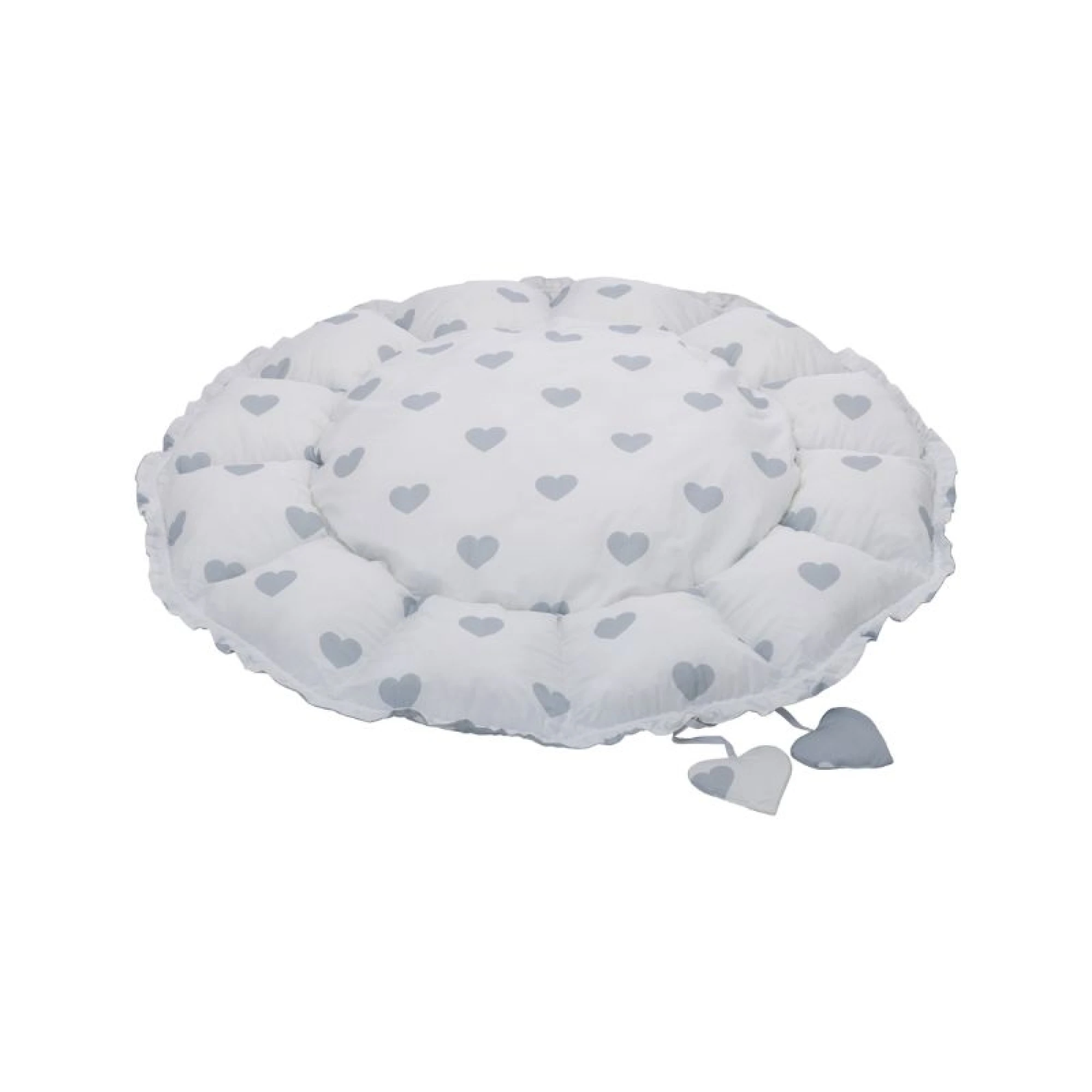 FreeOn Baby Nest Grey Hearts, Round