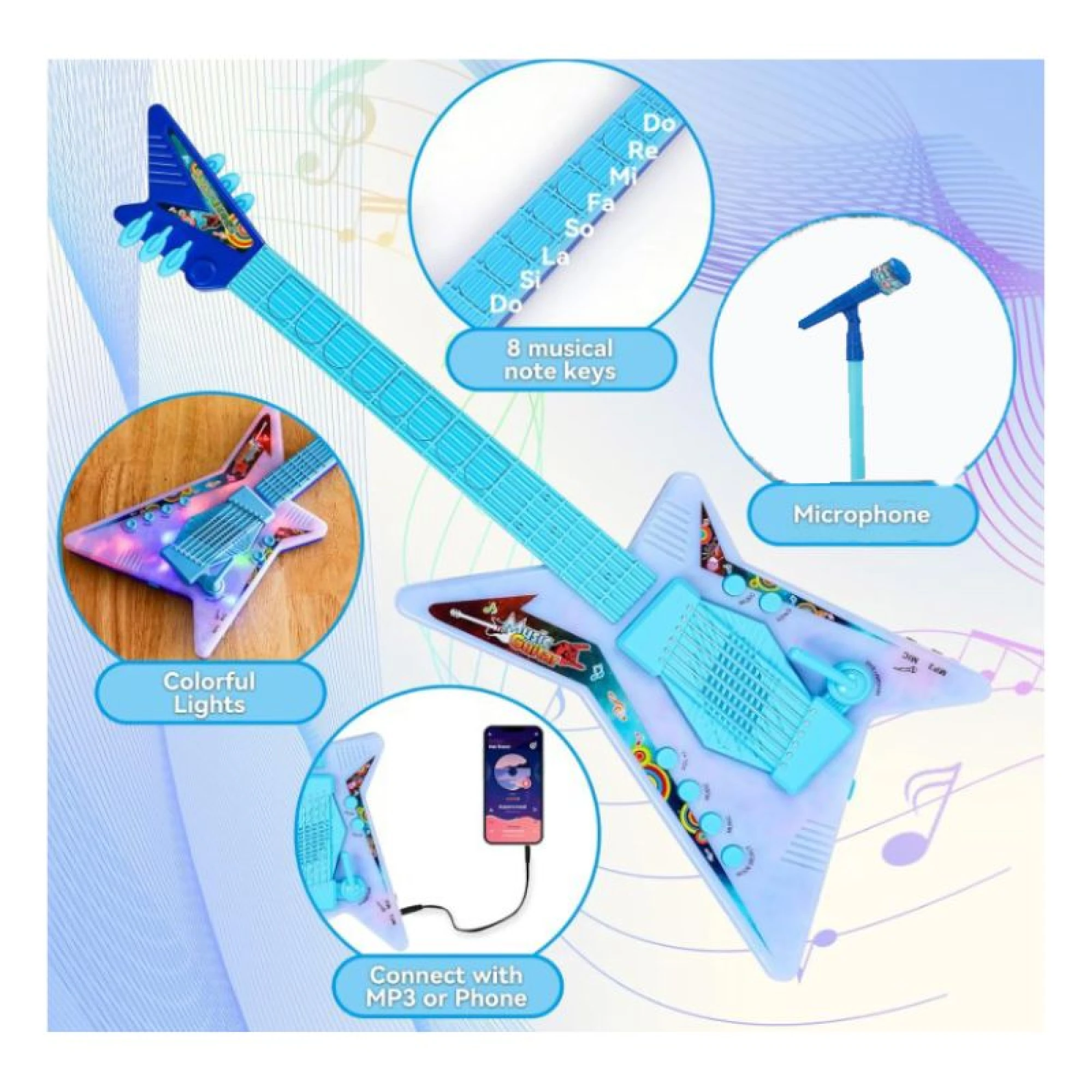 Guitar with Microphone Blue