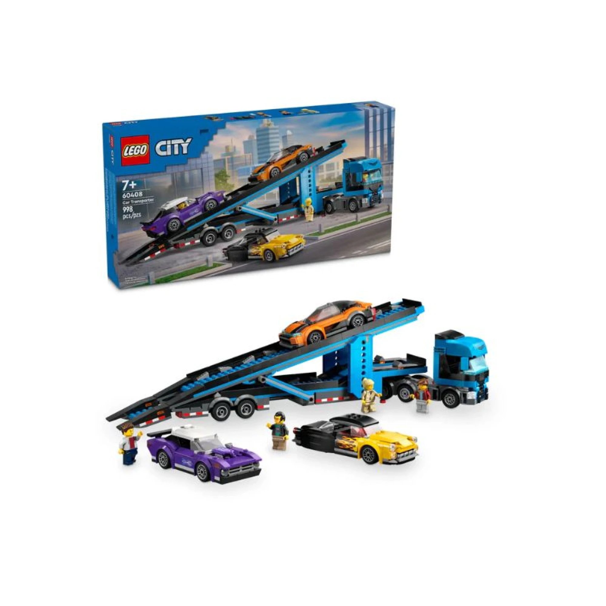 Lego City Car Transporter Truck with Sports Cars