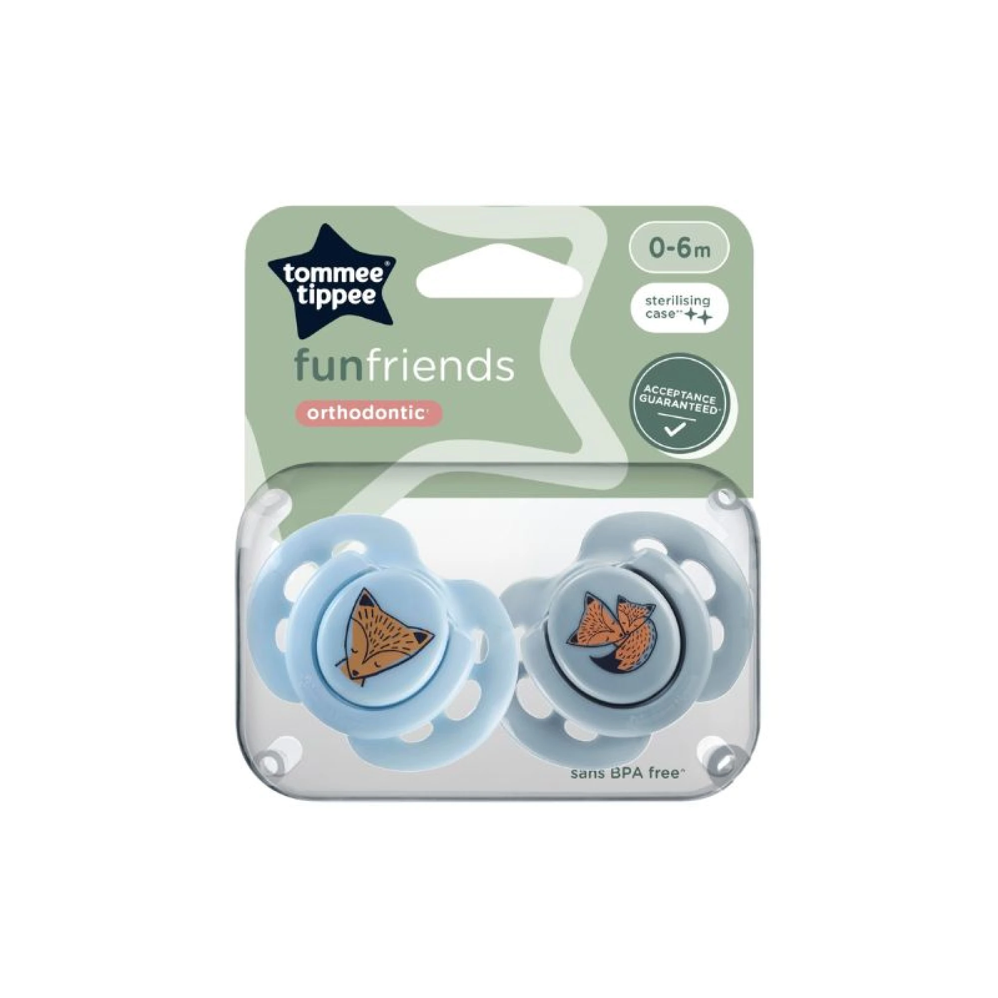 Tommee Tippee Fun Friends Soother 0-6m - Blue