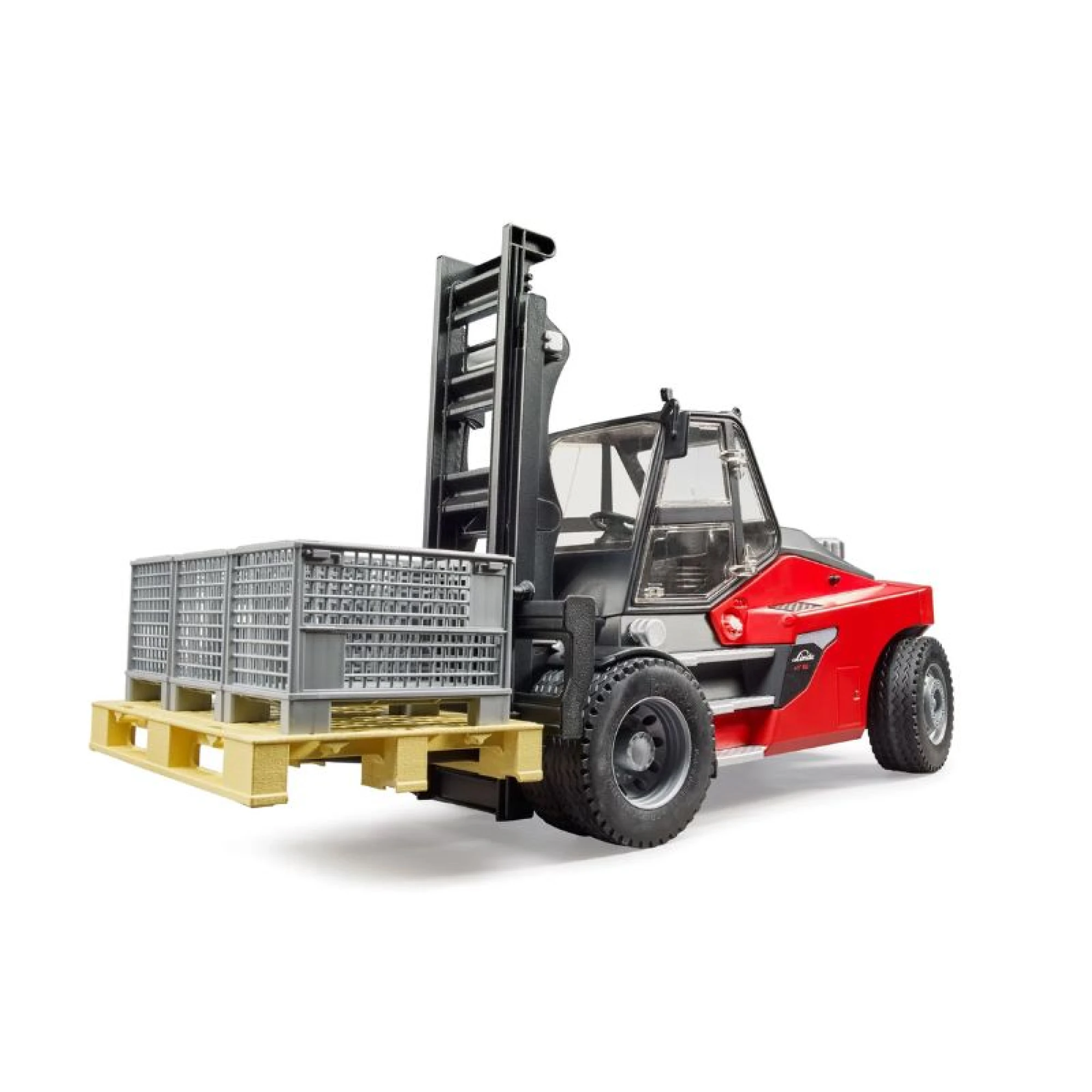 Bruder Linde HT160 Forklift w/ Pallet and 3 Pallet Cages