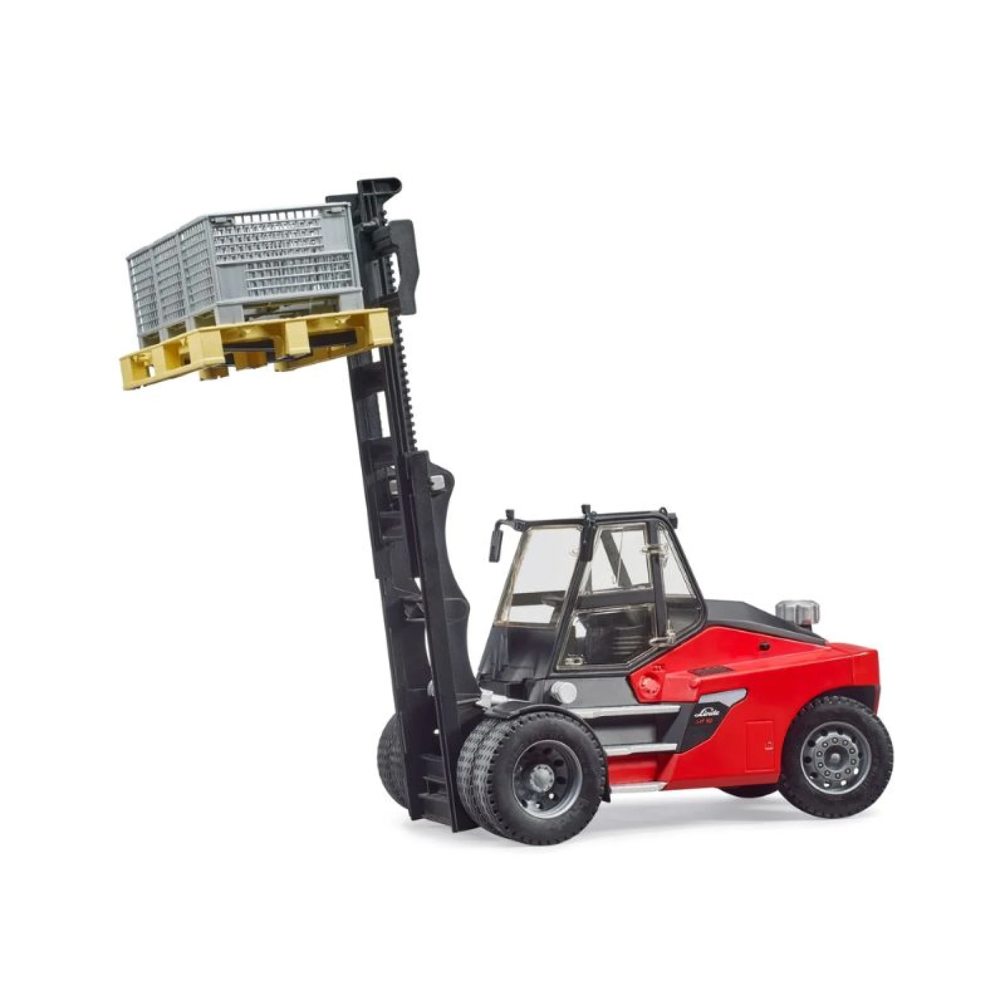 Bruder Linde HT160 Forklift w/ Pallet and 3 Pallet Cages