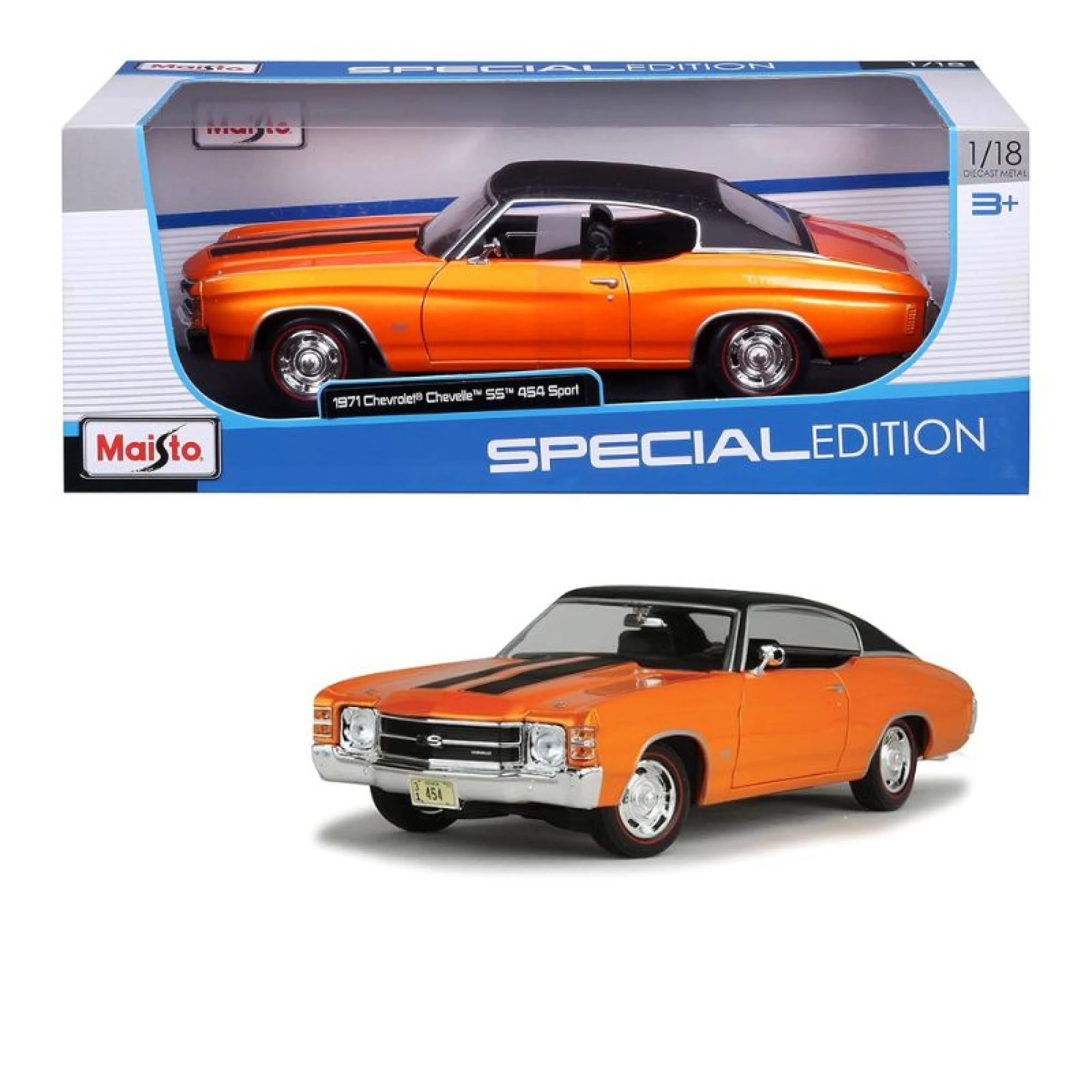 Maisto Special Edition 1971 Chevrolet Chevelle SS 454 Sport Coupe,Black  1:18