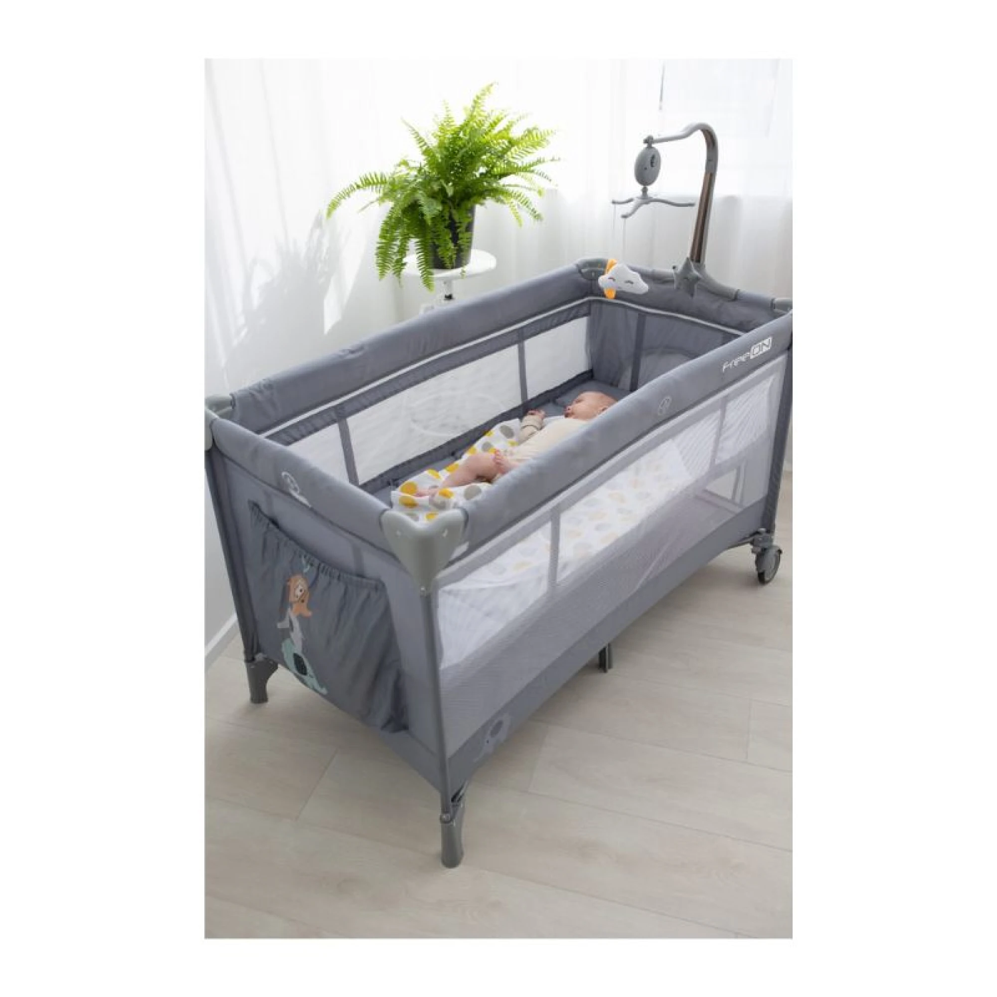 FreeOn Travel Cot with Second Layer Elephants