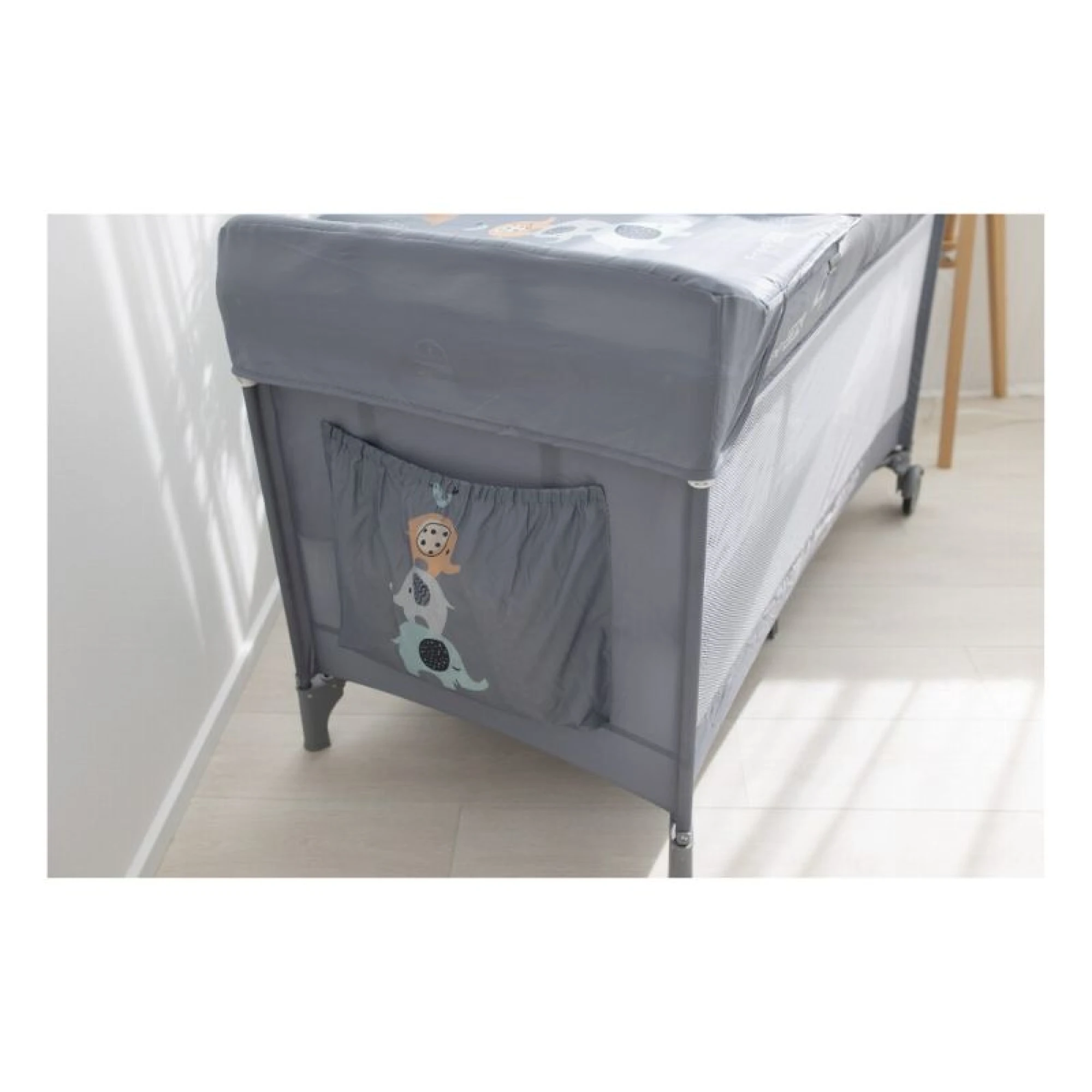 FreeOn Travel Cot with Second Layer Elephants
