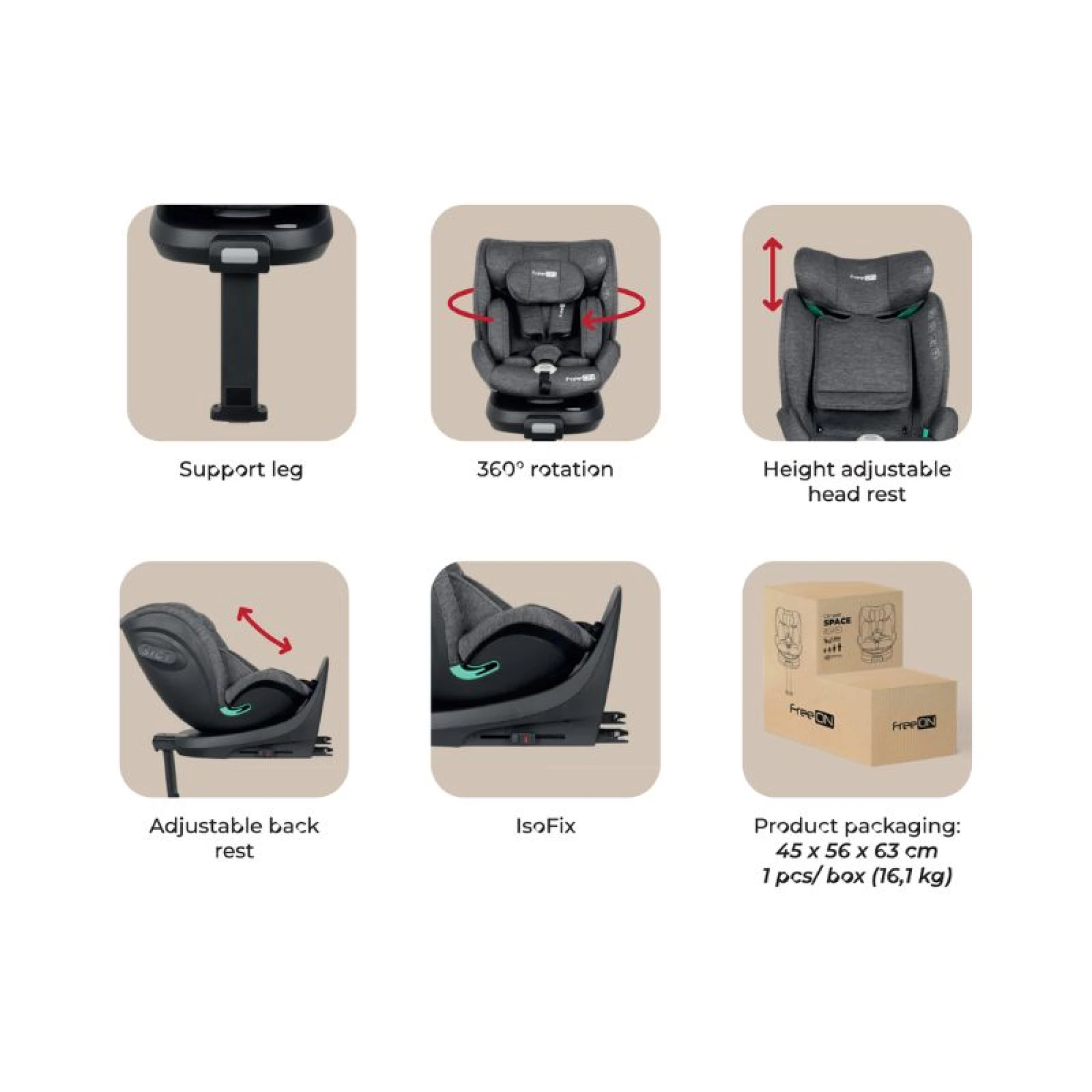 FreeOn Car seat Space, i-Size 40-150 cm, Orange