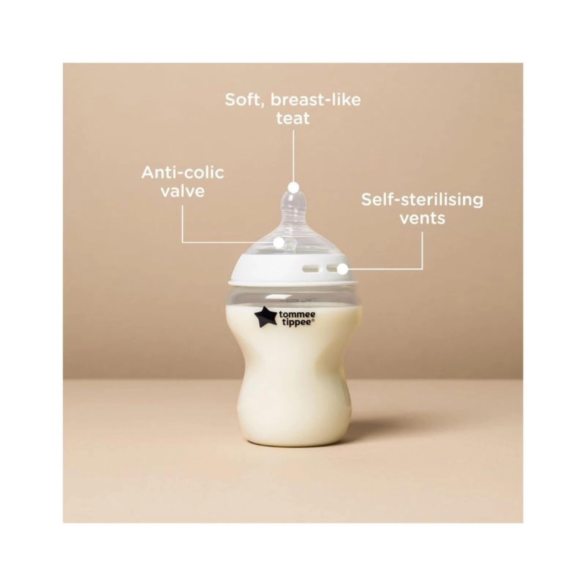 Tommee Tippee Natural Start Anti-Colic Baby Bottle, 260 ml 0+ months