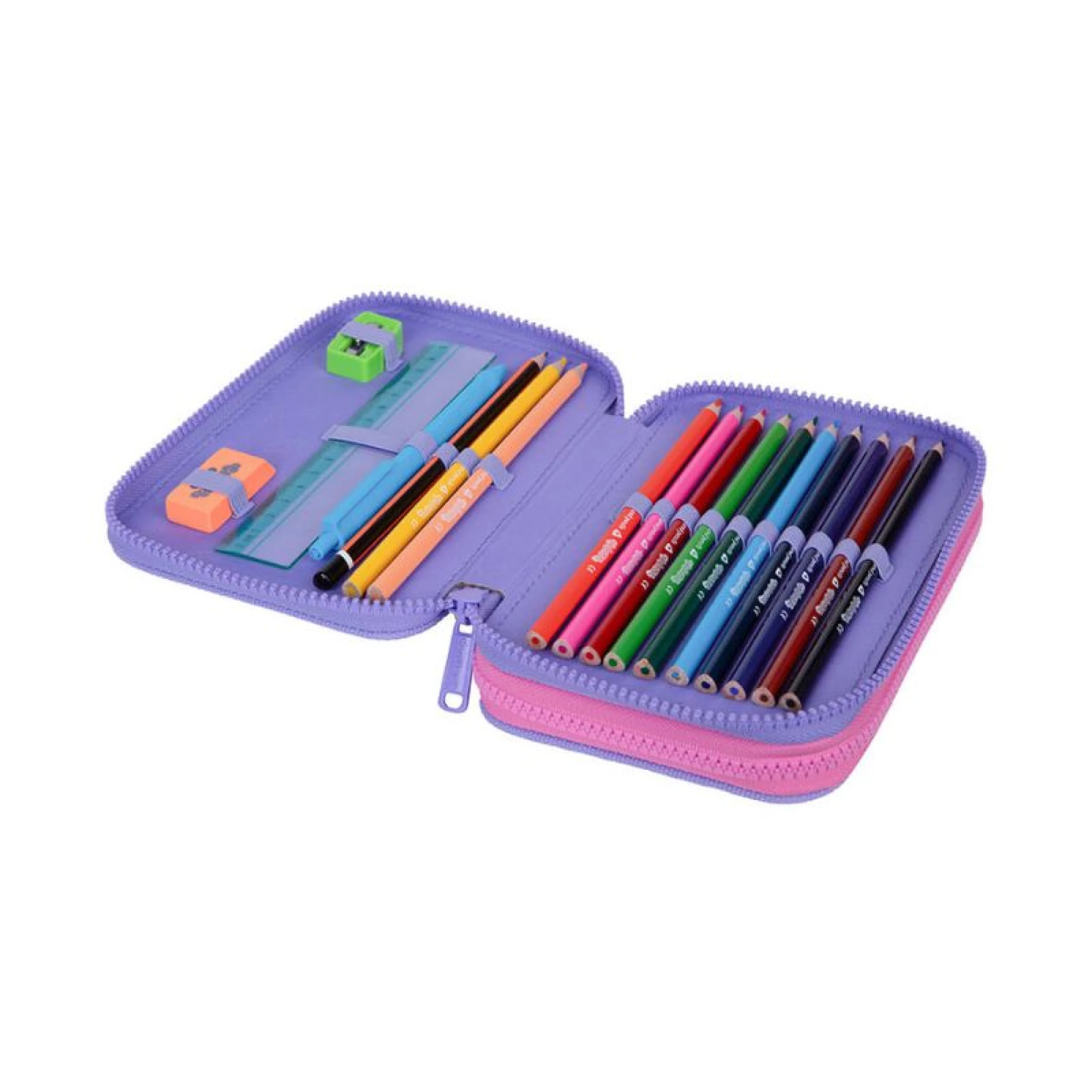 Double school pencil case with equipment CoolPack Jumper 2 Pastel Heart