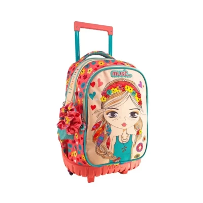 School Trolley Backpack Must Be Happy 3 cases
