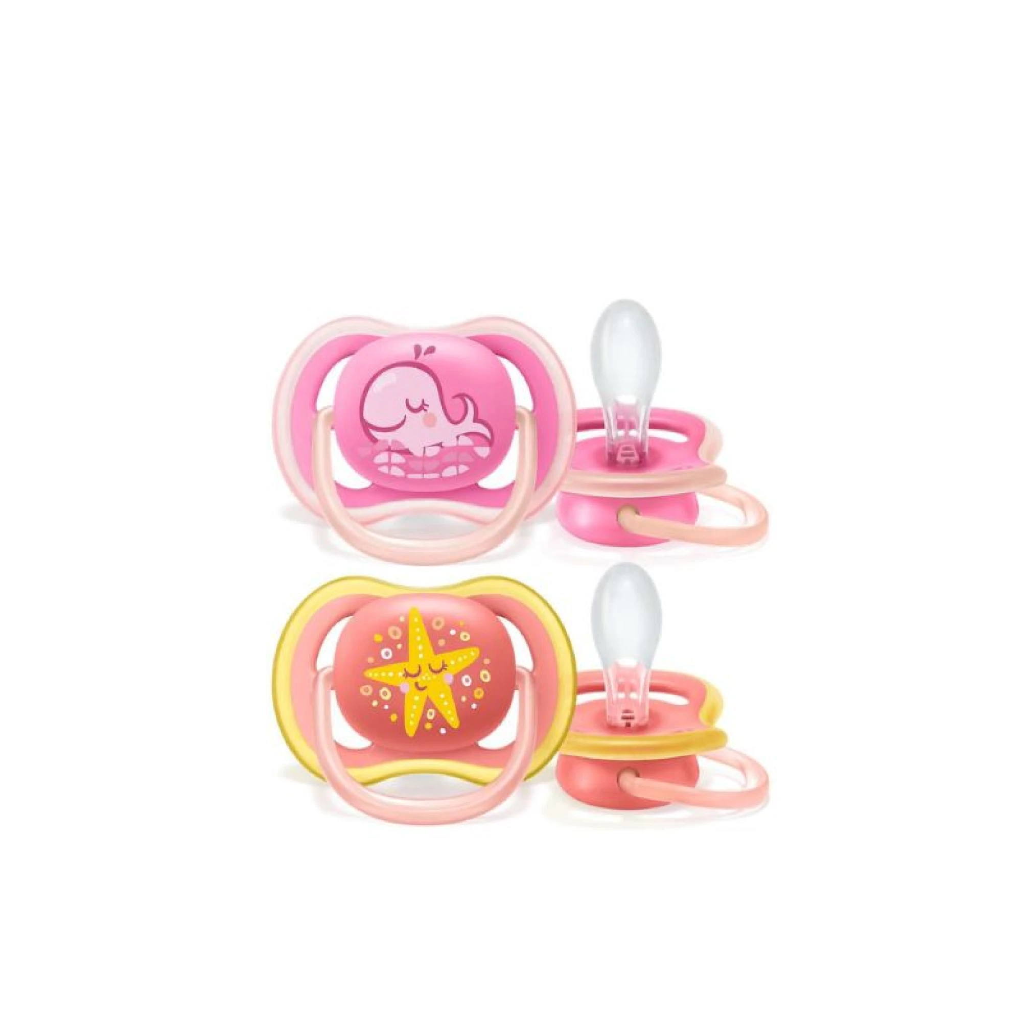 Philips Avent Ultra Air Animals Pacifier 6-18m Pink x2
