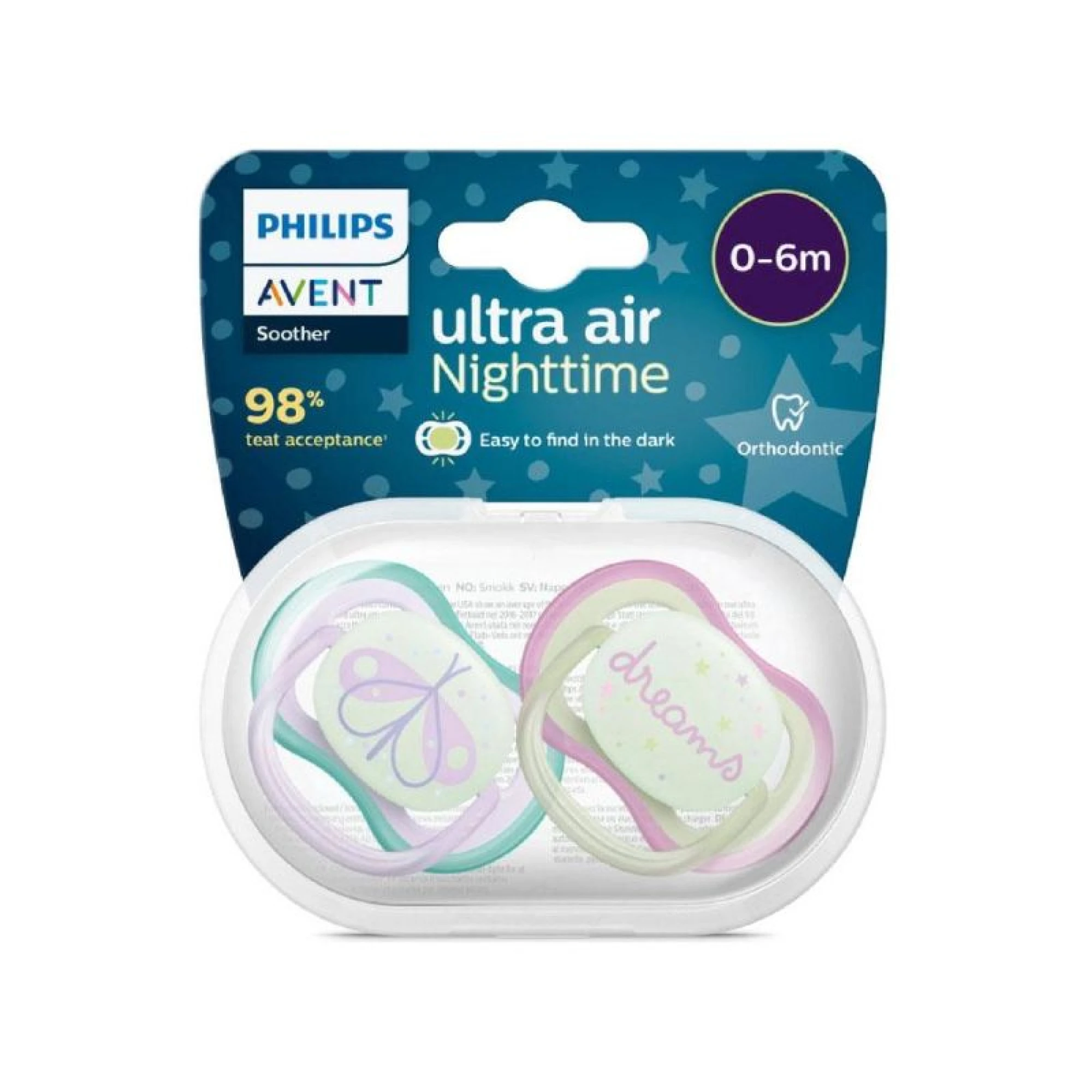 Philips Avent Ultra Air Night-Time Pacifier 6-18m x2 