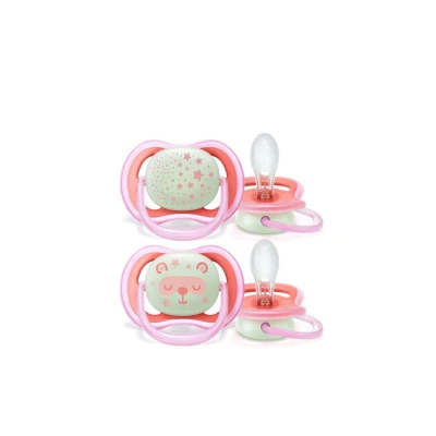 Philips Avent Ultra Air Night-Time Pacifier 6-18m Pink x2