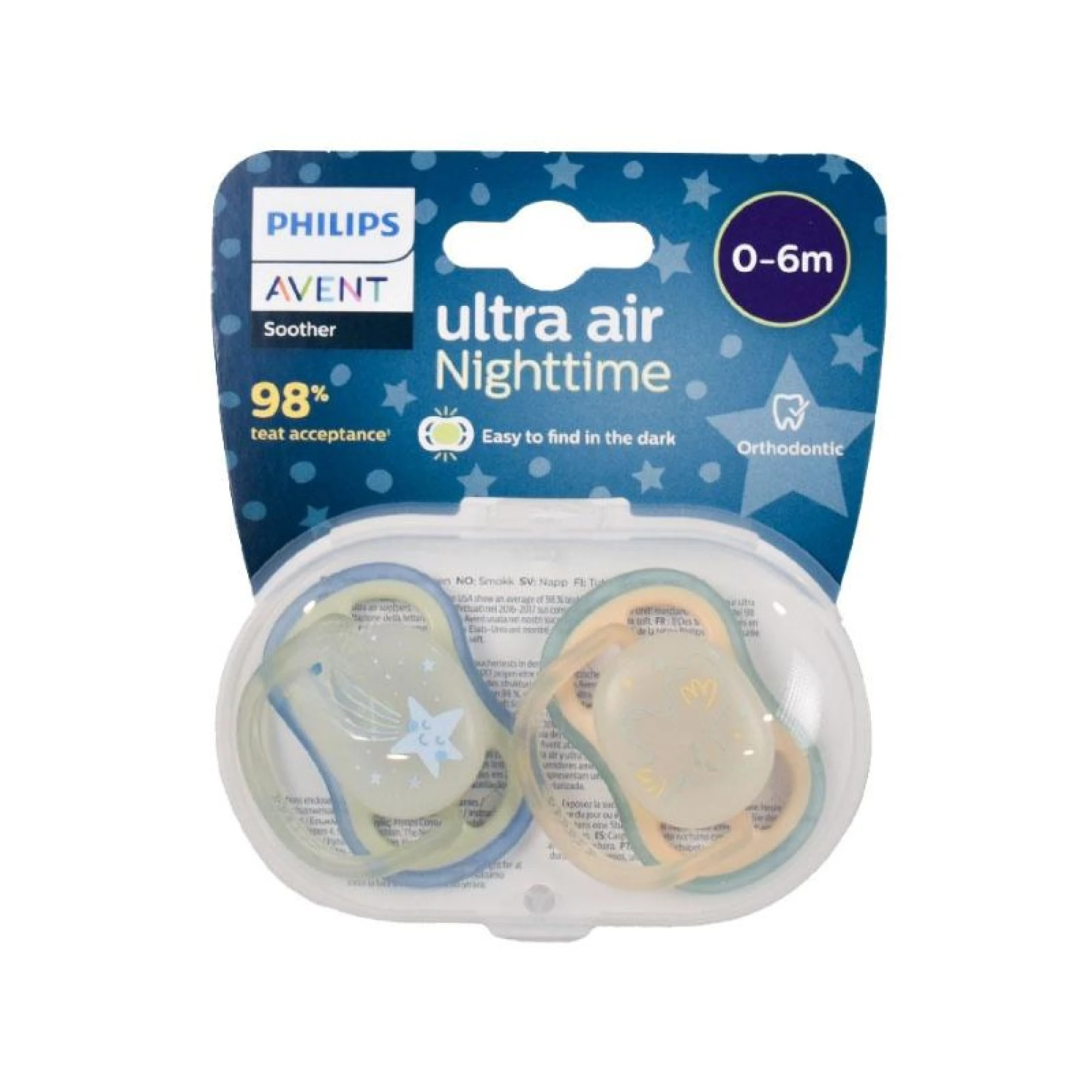 Philips Avent Ultra Air Nighttime Soother Set x2 for 0-6 Months