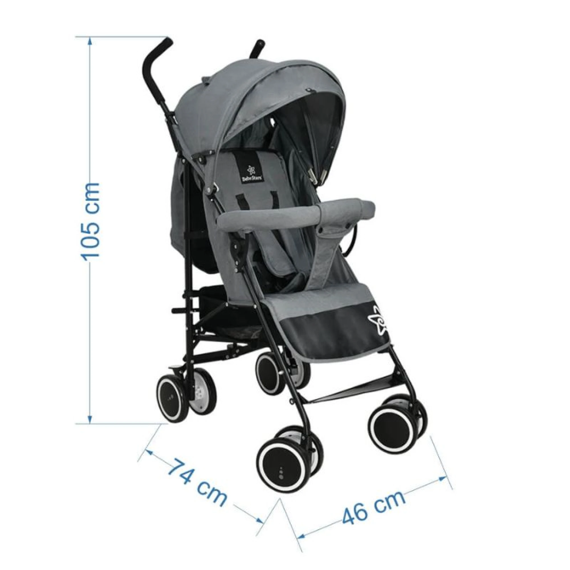 Bebe Star Baby Stroller Buggy Light Grey