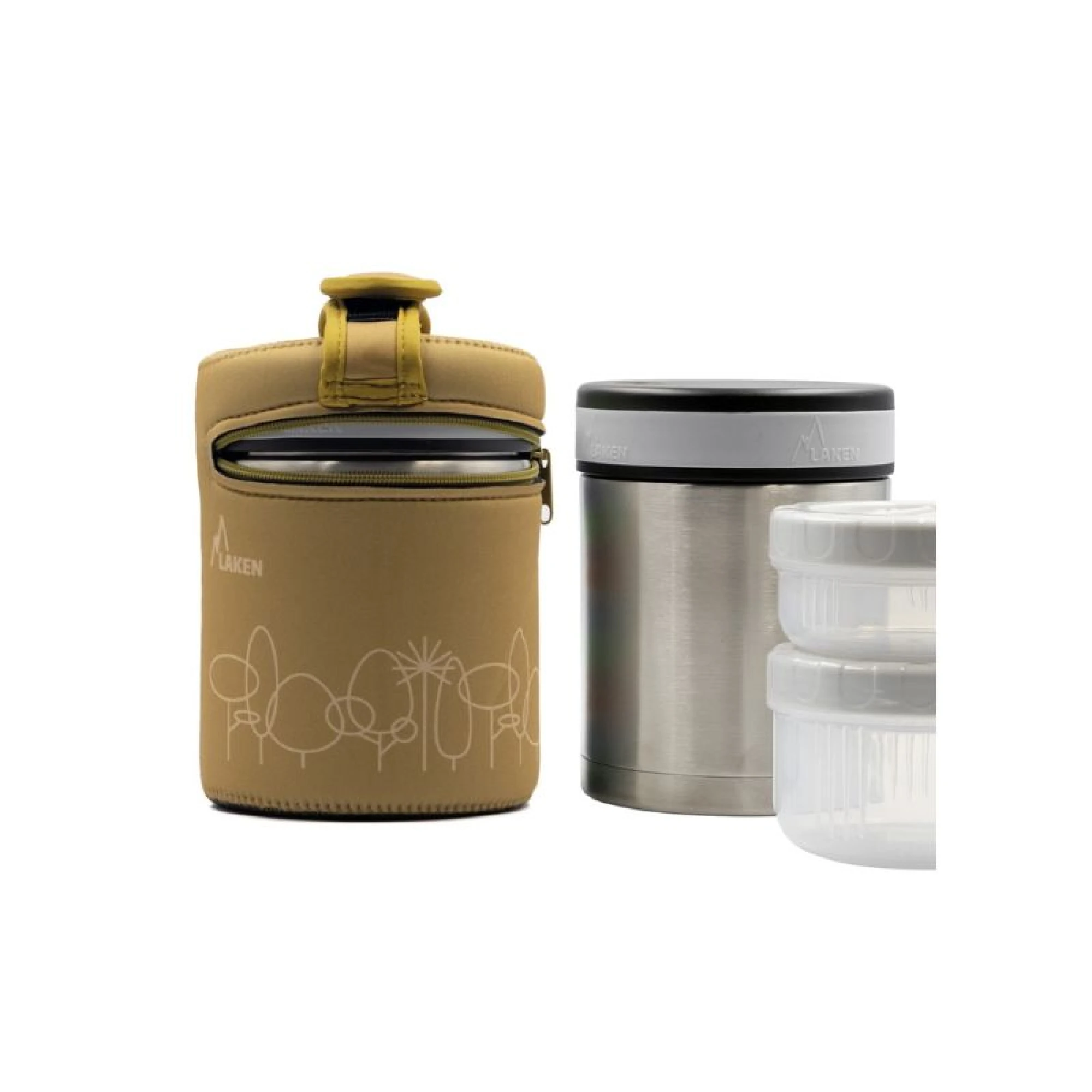 Laken Insulated Food Flask with 2 Containers 1L + Cover Forest