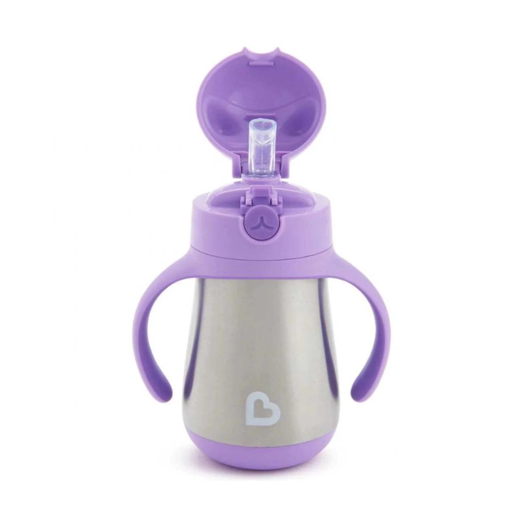 Munchkin Thermos 237ml With Straw Cool Cat - Purple
