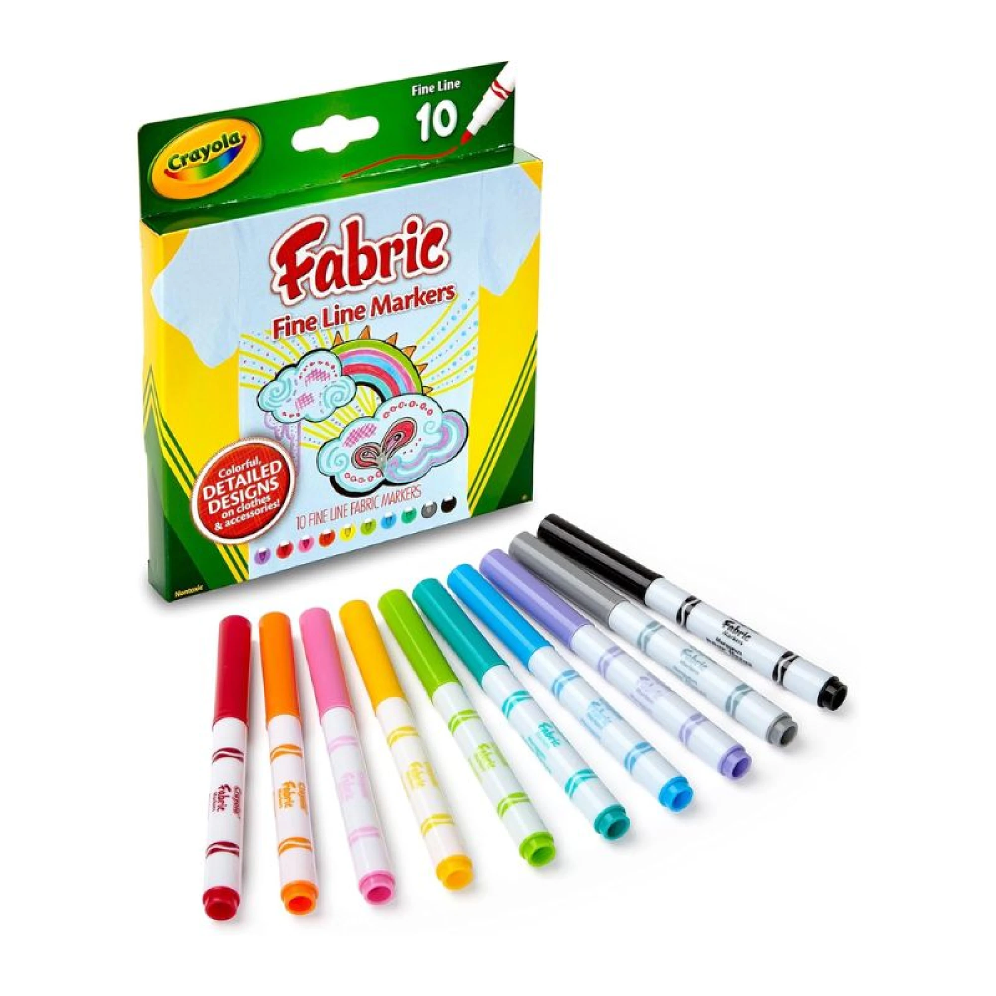 Crayola Fabric Markers, Fine Line, 10 Count