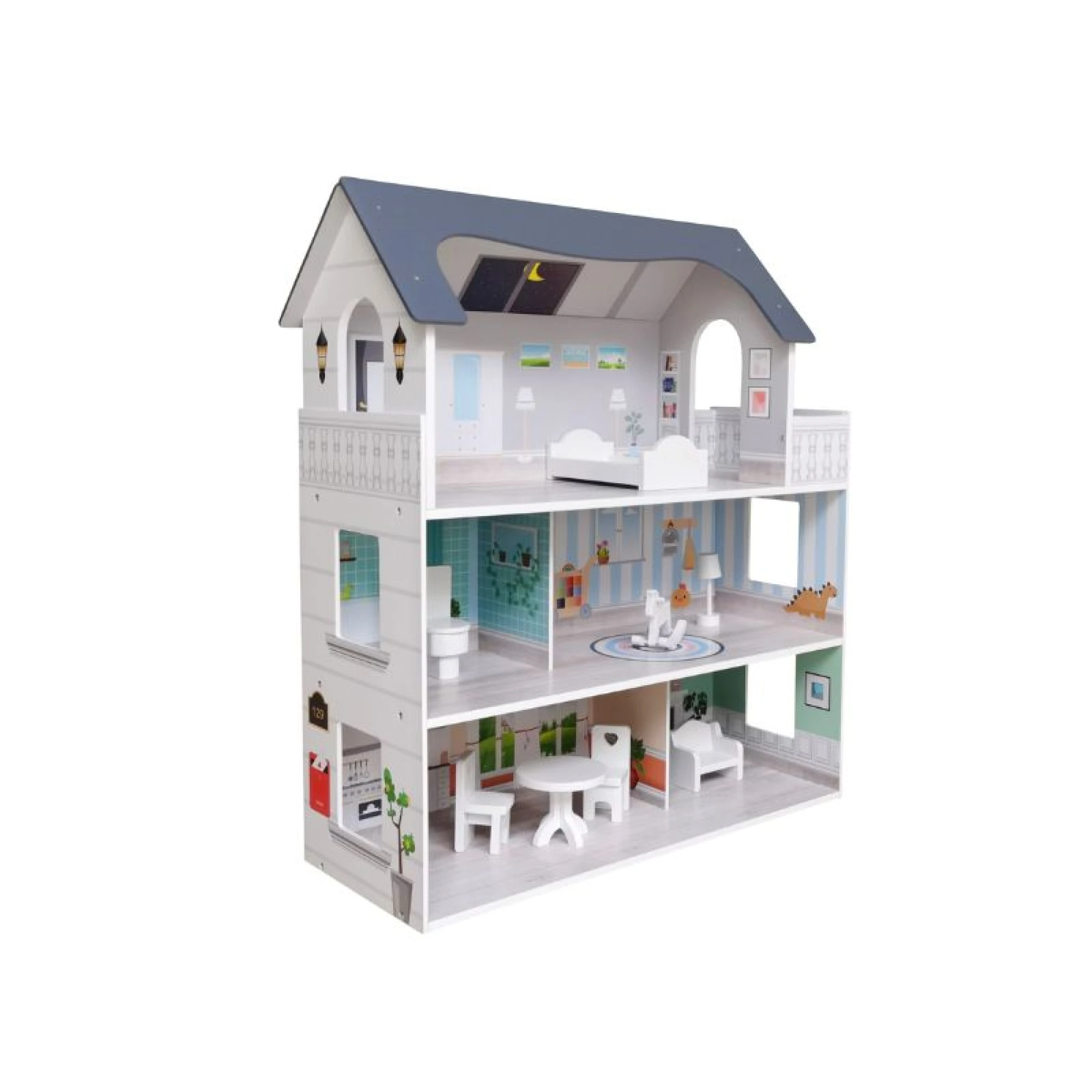 FreeOn Wooden toy house grey