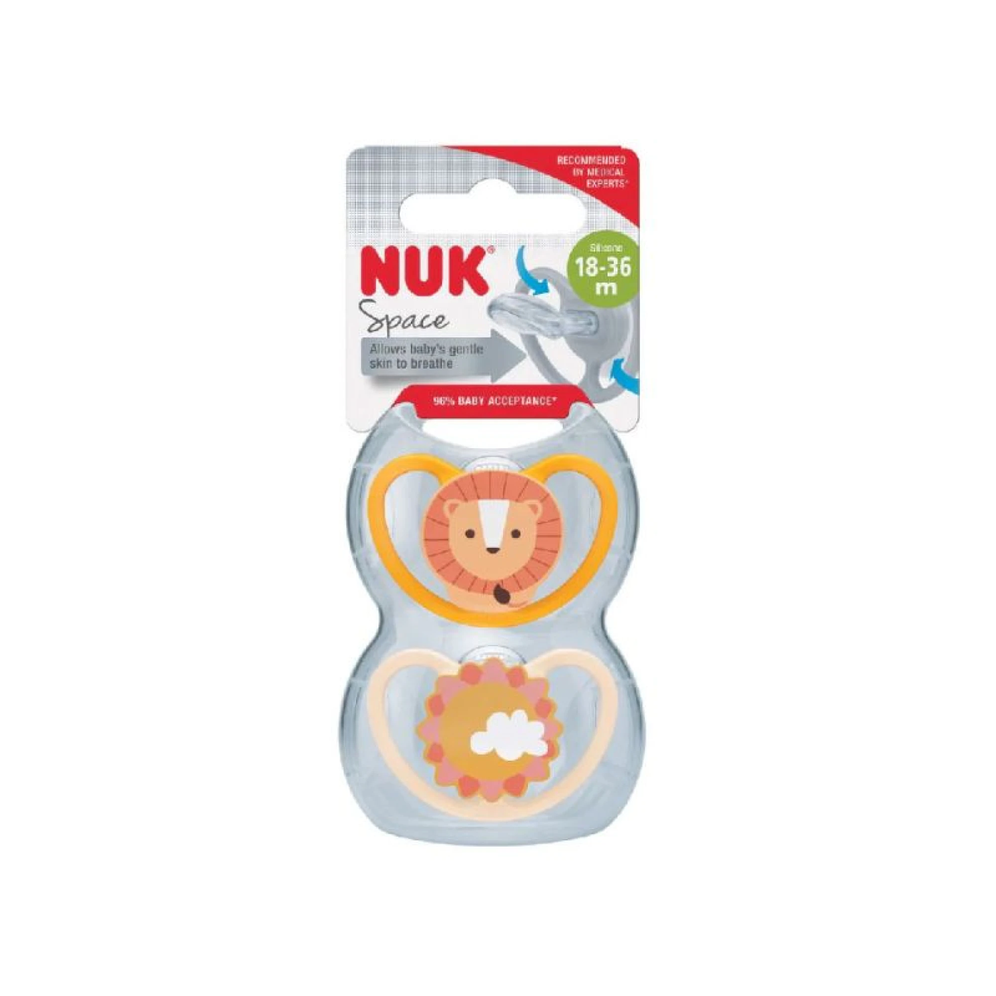 Nuk Signature Silicone Soother 18-36 Months 2 Pieces - Lion