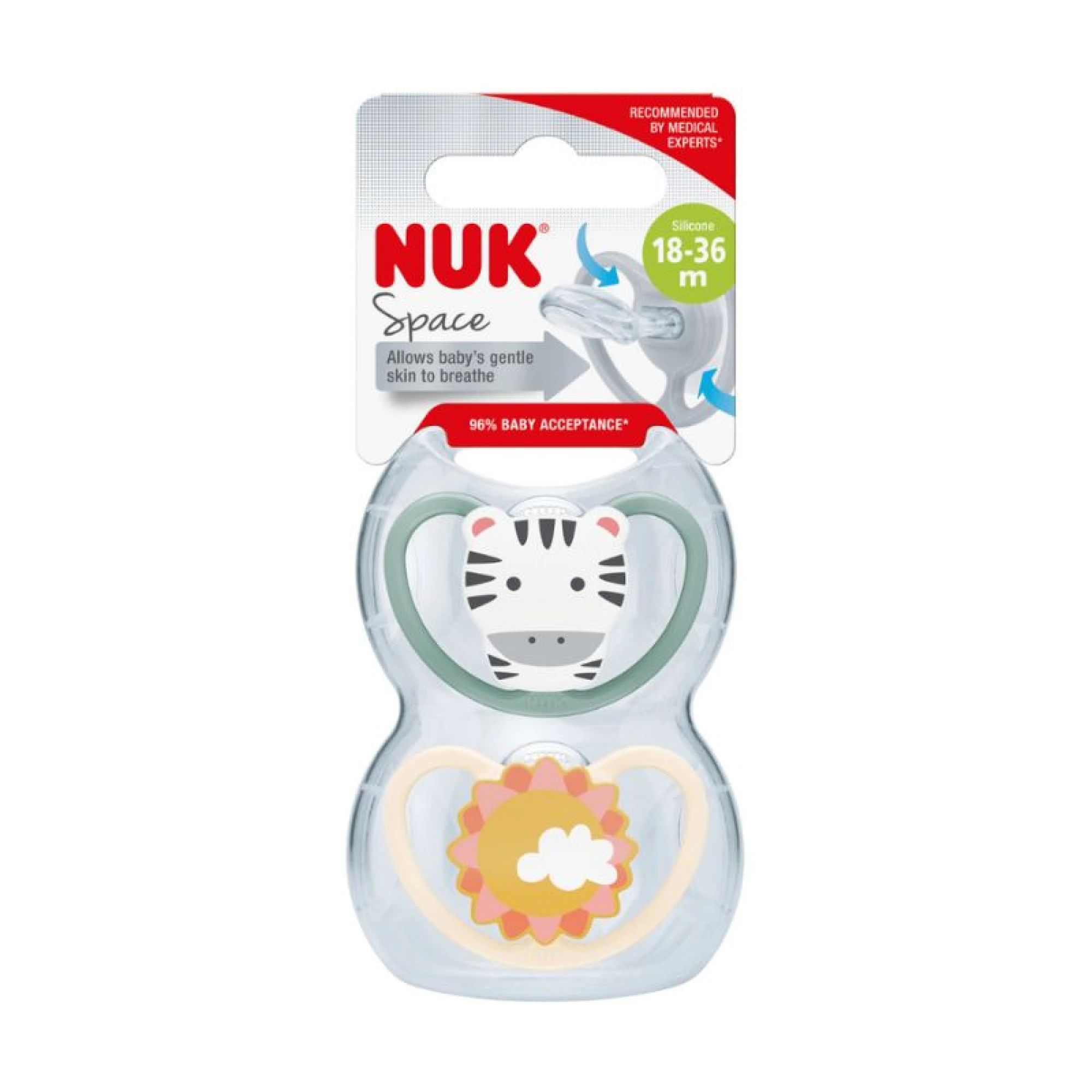Nuk Signature Silicone Soother 18-36 Months 2 Pieces - Zebra