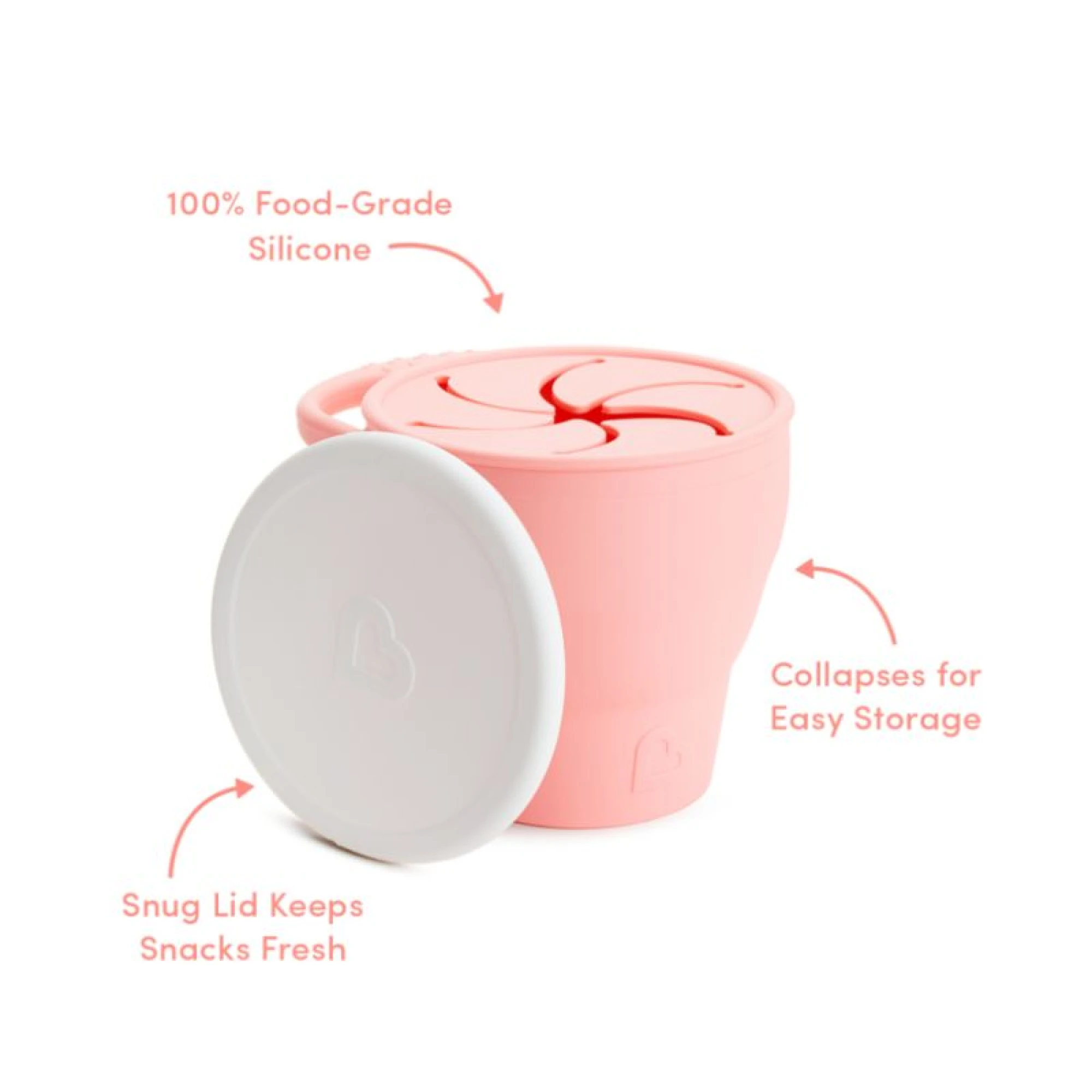 Munchkin C’est Silicone! Snack Catcher with Lid, Coral