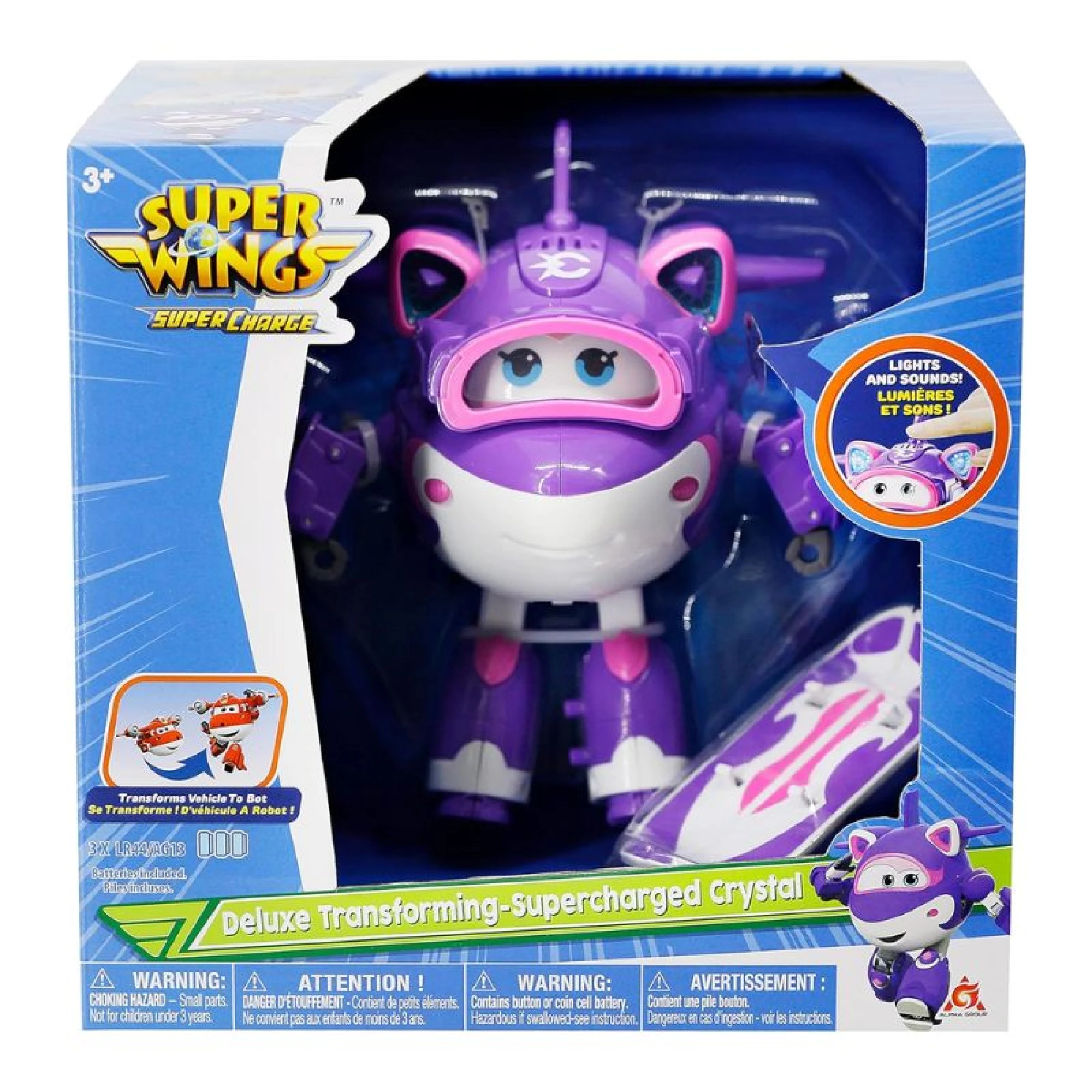 Super Wings 6'' Deluxe Transforming Supercharged Crystal Airplane Action Figure