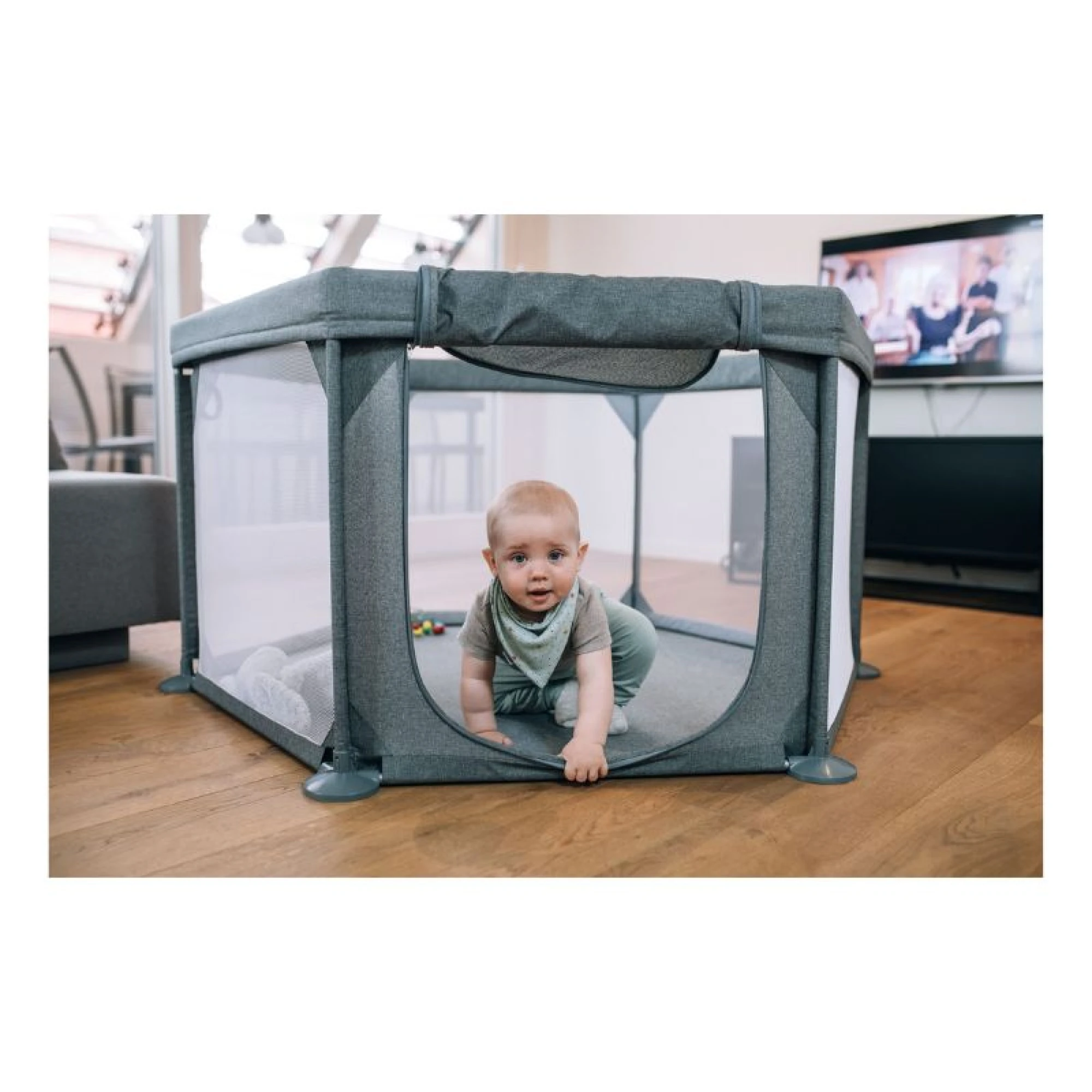 FreeOn Hexagon playpen, grey