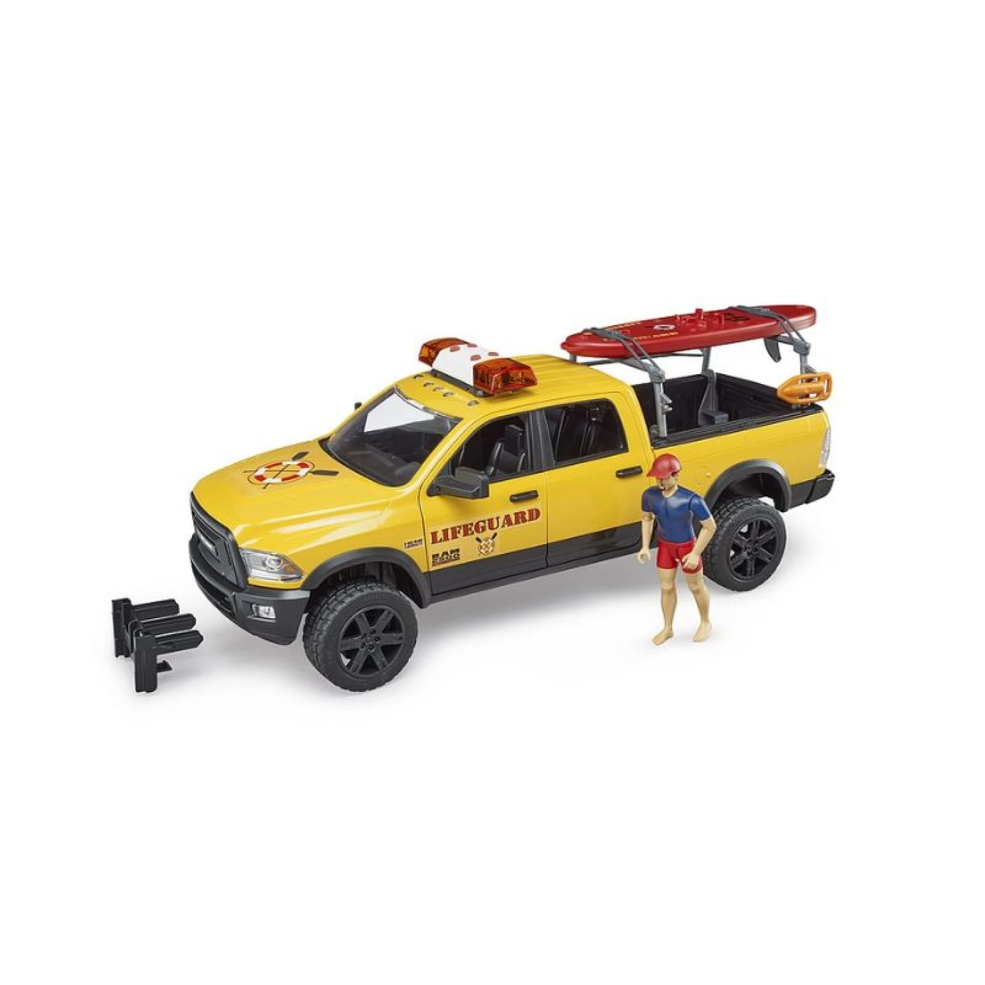 Bruder RAM 2500 power wagon lifeguard with figure, stand up paddle and light &amp; sound module