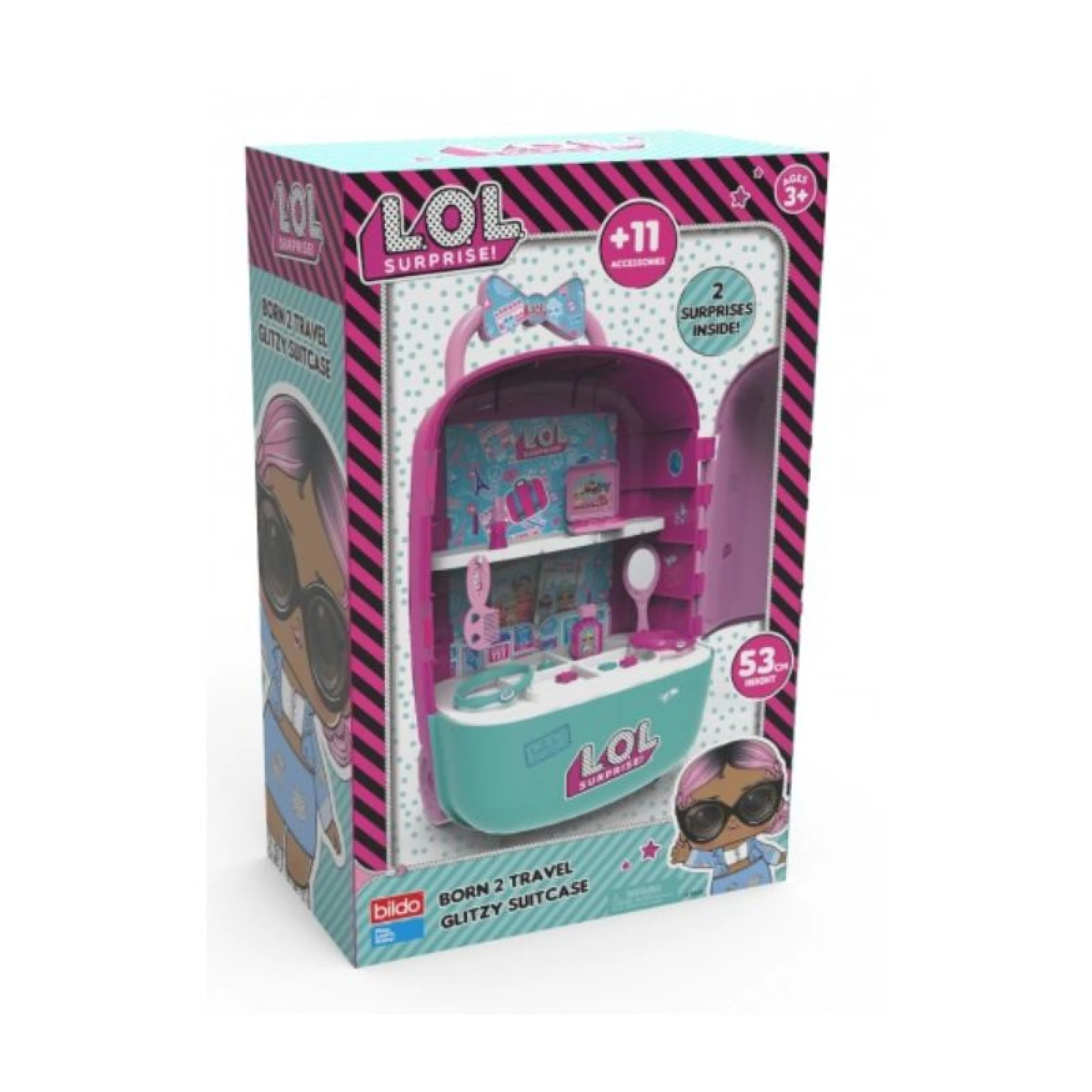 LOL Born to Travel Glitzy Suitcase