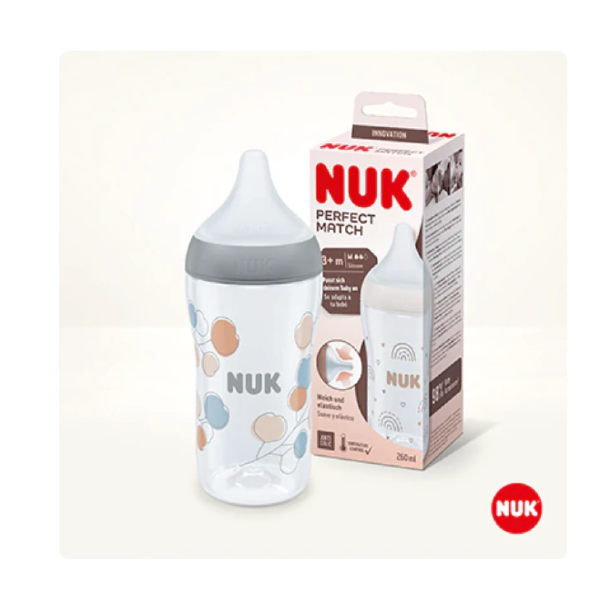 NUK Perfect Match Baby Bottle with soft silicone teat 260ml