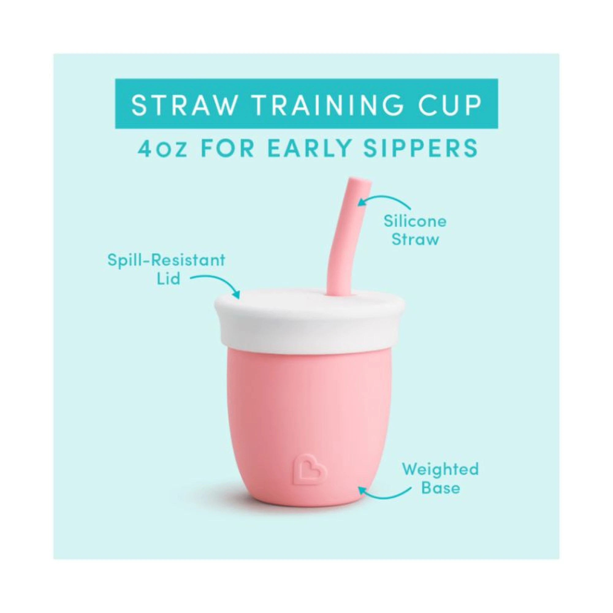 Munchkin C’est Silicone! Training Cup with Straw - Coral