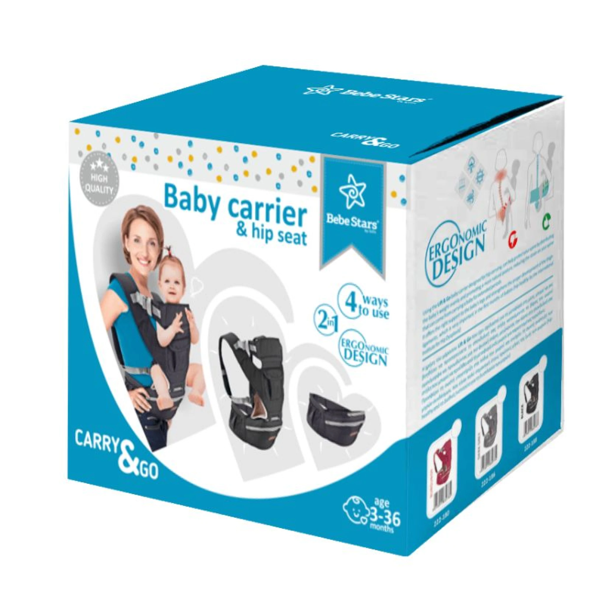 Bebe Stars Baby Carrier Carry &amp; Go Dark Grey
